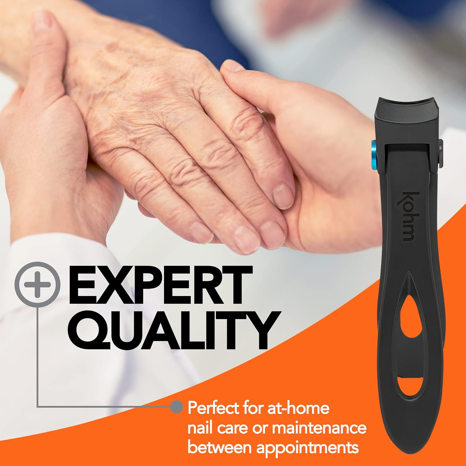 KOHM Nail Clippers for Thick Nails - Heavy Duty, Sharp Wide Mouth Professional Fingernail and Toenail Clippers for Men, Women & Seniors, Black image number 4