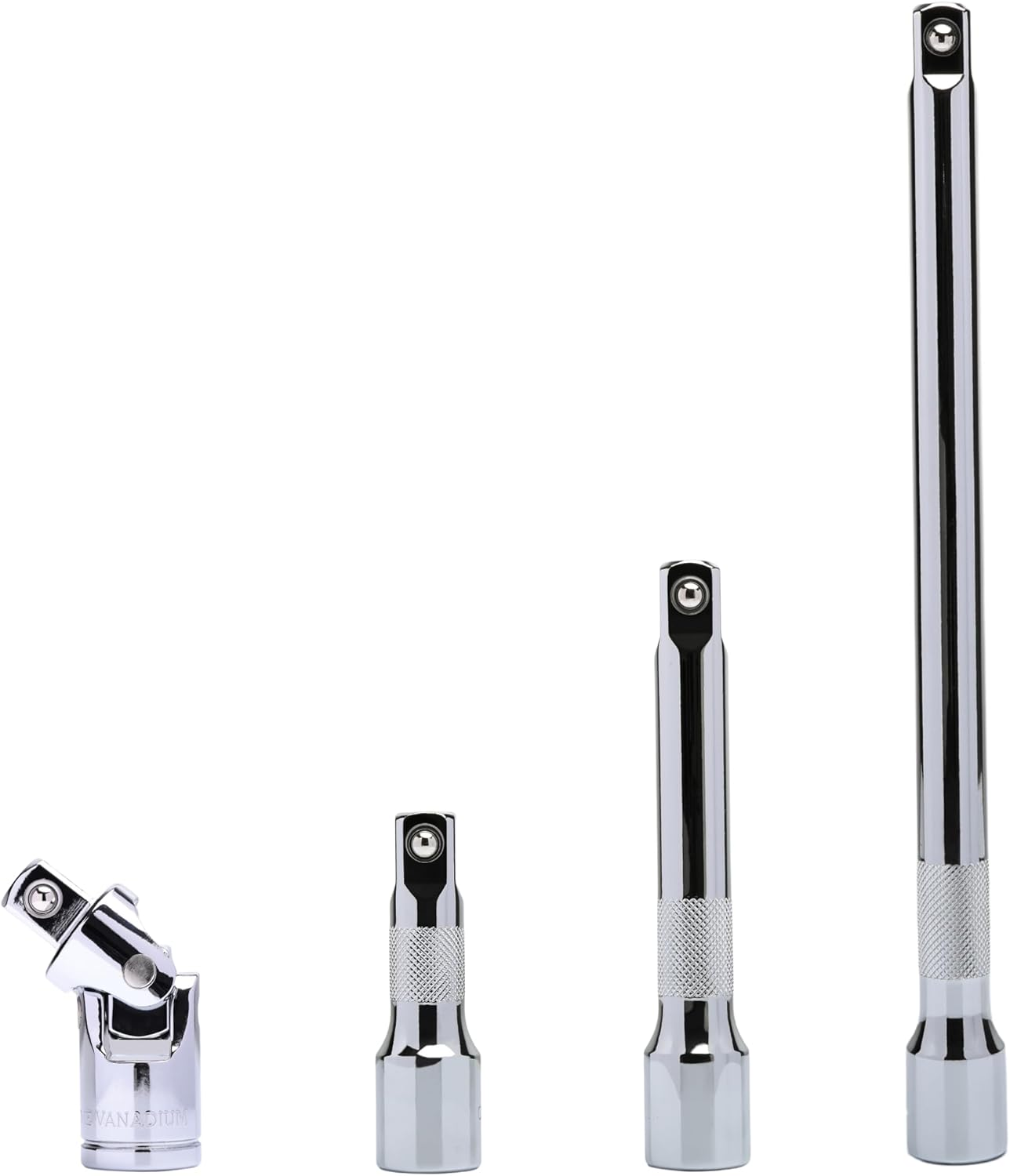 4-Piece 3/8 Inch Drive Socket Extension Bar Set (3&rdquo;, 6&rdquo;, 10&rdquo;, Universal Joint Socket Adapter), 3/8 Inch Drive Universal Joint Socket Adapter, Ideal for Automotive, DIY Use image number 1