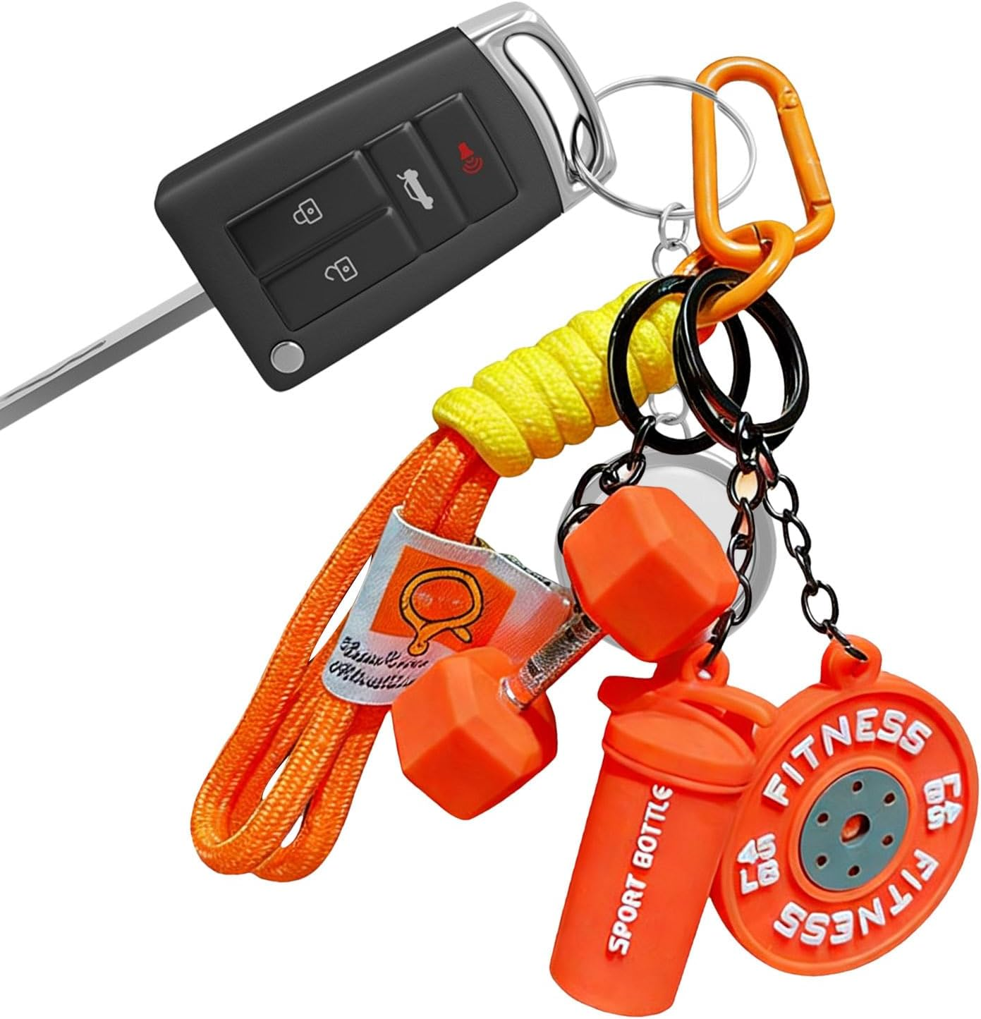 Gym Keychain - Cute Dumbbell Design, Lightweight Metal Build | Detail Pocket Size Accessory Fitness Keyring for Men Women Birthday Party Travel School Club Office