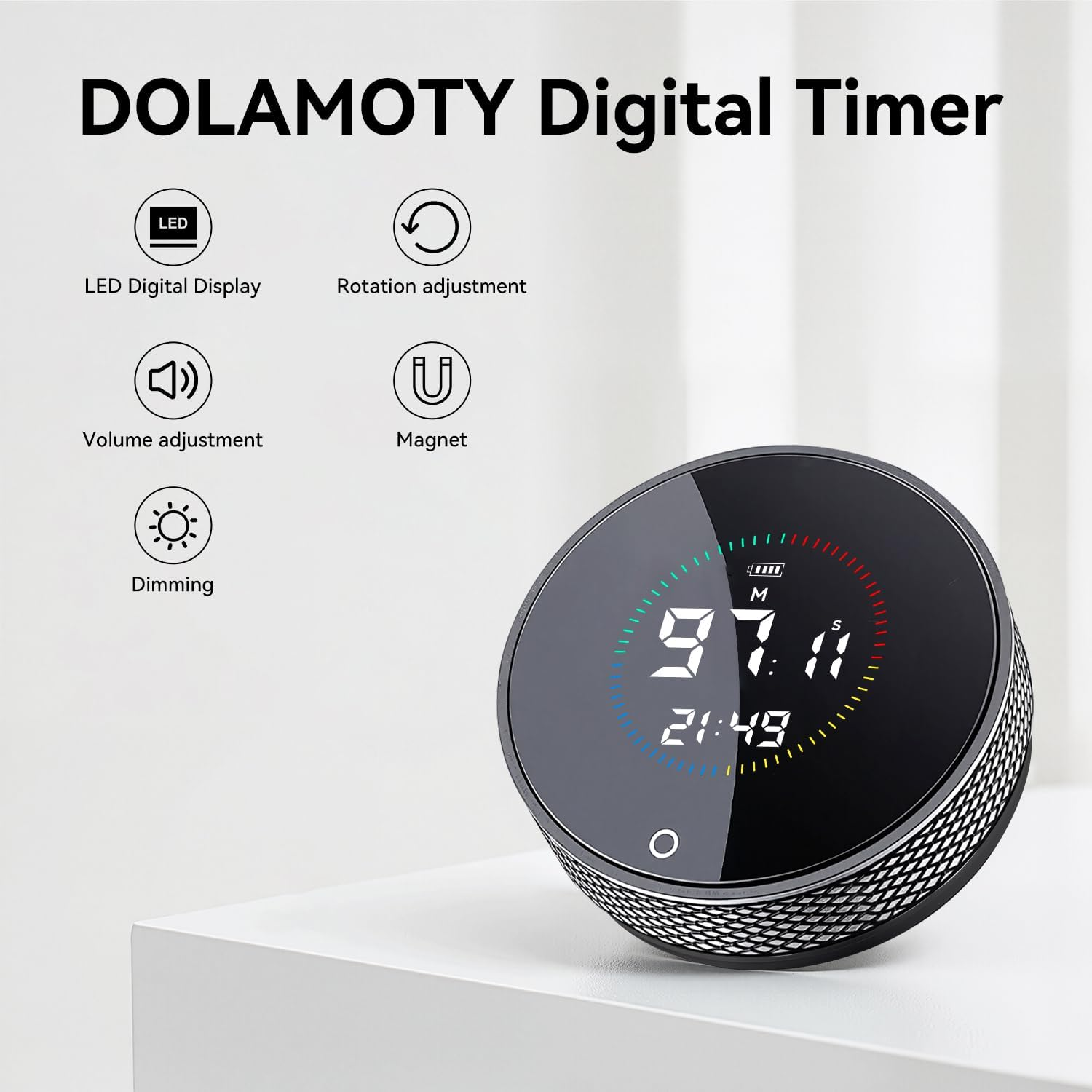 DOLAMOTY Digital Kitchen Timer - Magnetic Countdown Countup Timer with Large LED Display Volume Adjustable for Classroom Cooking Fitness Baking Studying Teaching, Easy for Kids and Seniors (Black) image number 1