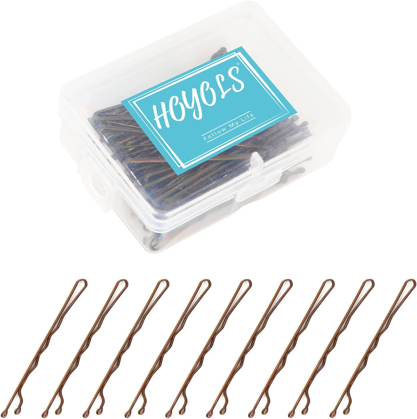 Hoyols Premium Metallic Crimped Grip Bobby Pin, Secure Hold Wavy Slide Proof Gold Hair Styling Pins for Women Buns Thin Hair 100 Count, 2 Inch (Blonde)