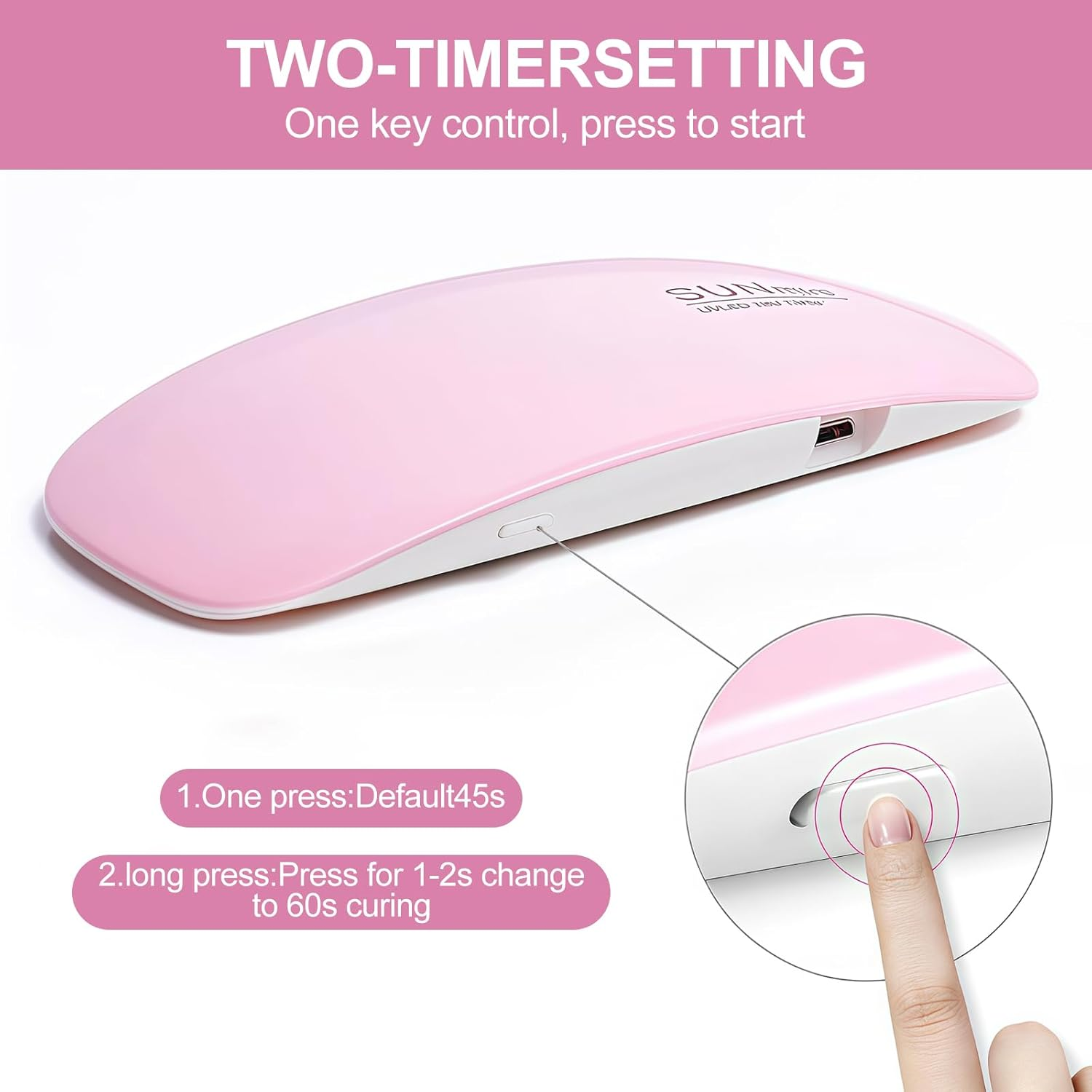 Mini UV LED Nail Lamp, Nail UV Lamp, UV LED Lamp for Gel Nails, Nail Polish Dryer, Nail Lamp, Mini Nail Dryer for All Gel Nail Polishes, UV Lamp for UV Gel Nail Polish image number 5