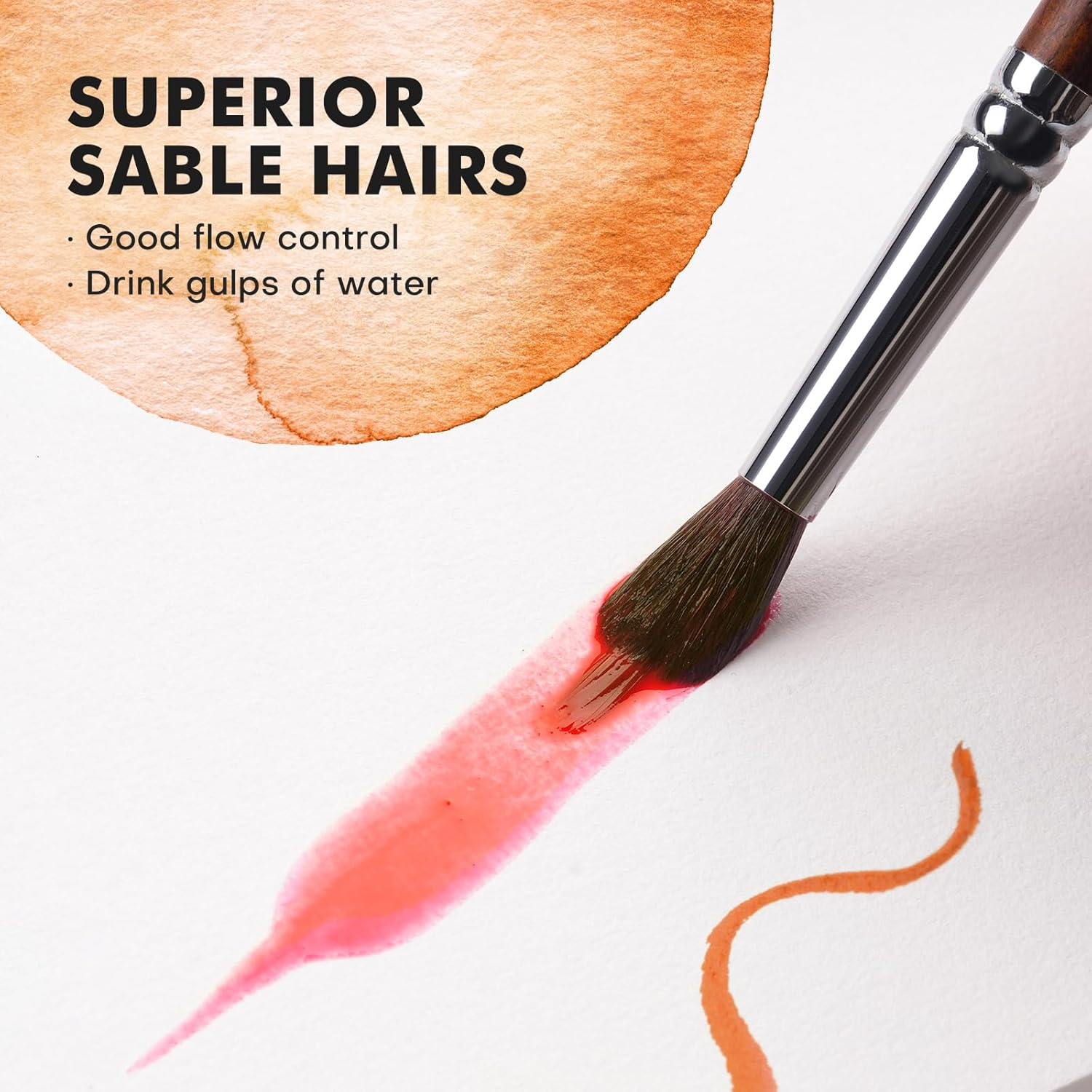 Watercolor Brushes Professional - 4 Pcs Extended Needle Point Brushes Synthetic Extra Long Pinhead Brushes with Kolinsky Sable Body for Fine Detailing - Watercolor Acrylic Gouache Inks Painting image number 2