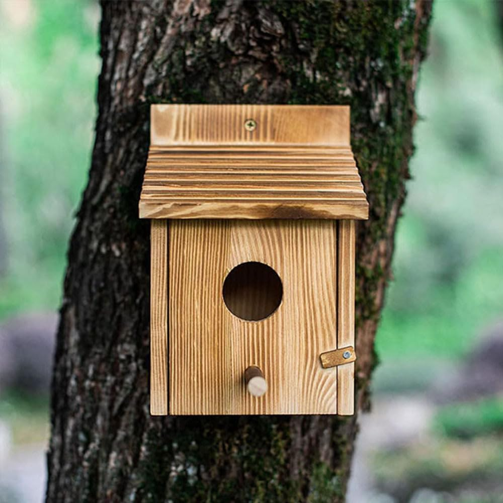 Wood Bird Houses for Outside, Bird Houses with Pole, Mounting Birdhouses for Bluebirds, Patio Barn Owl House for Bluebird, Garden Decorative Birds Nesting Box for Finch, Mockingbird, Cardinals image number 2