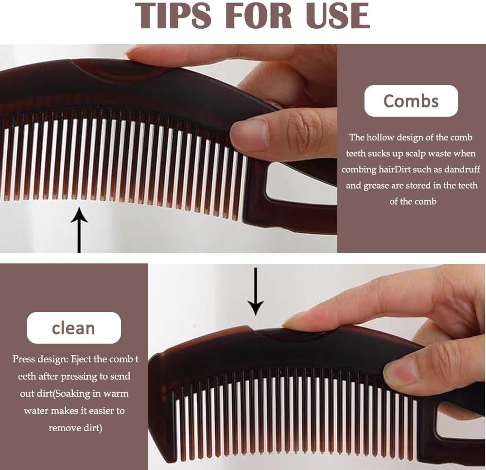 2Pcs Dandruff Fine Tooth Red Scalp Detox Combs, Hollow Teeth Energy Massage Dandruff Comb, Fine Tooth Remover and Relief Comb with Hollow Tooth Hairbrush image number 3