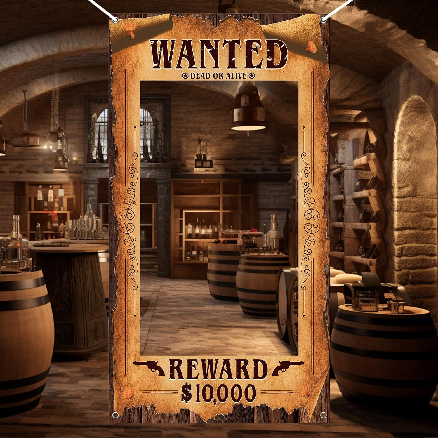 YQUQWN Western Wanted Photo Booth Props Wild West Party Decorations Western Cowboy Rodeo Theme Party Decoration Supplies Cowboy Rodeo Banner Photo Frames for Wild West Birthday Rustic Party Supplies image number 5