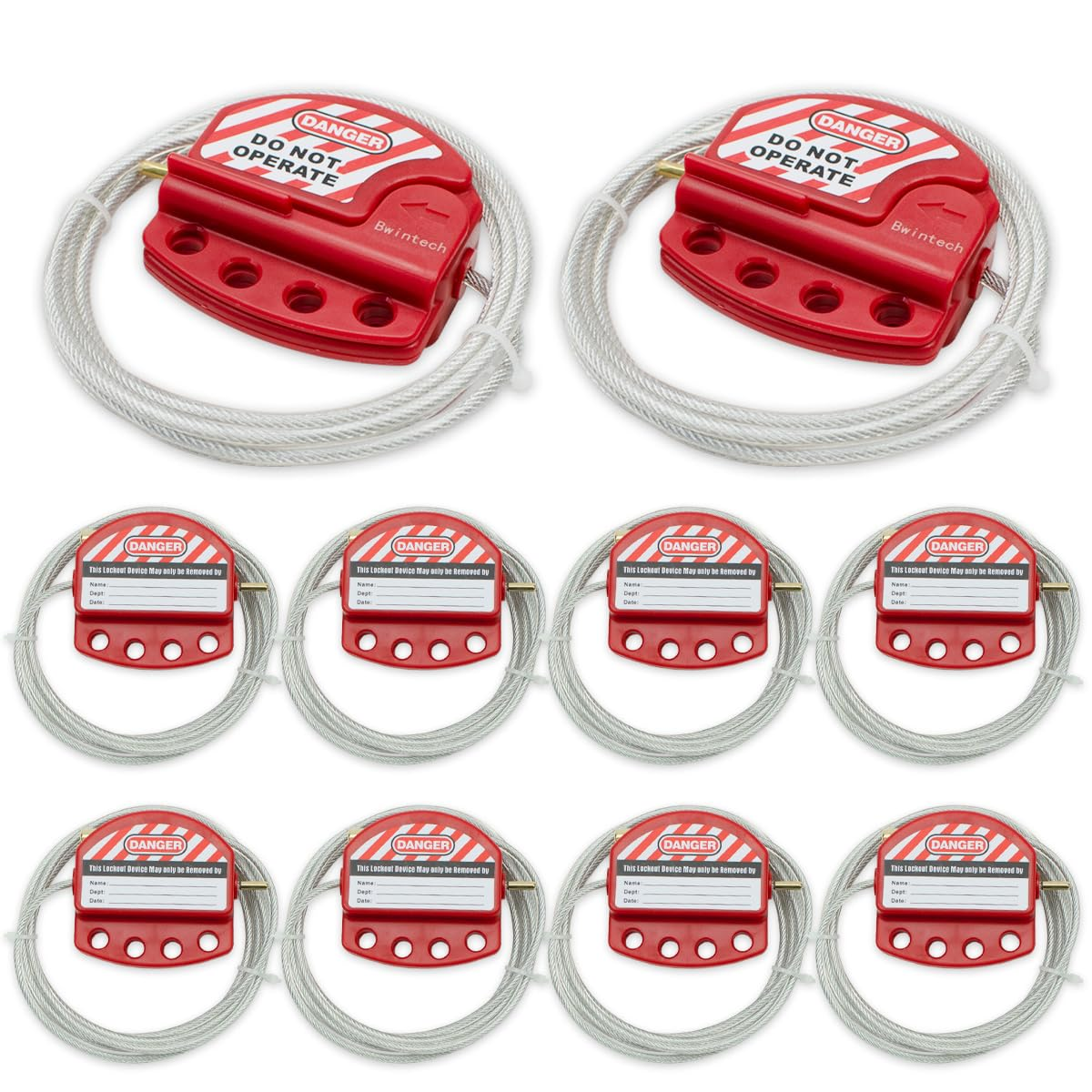 Pack of 10 Red Adjustable Lockout Tagout Steel Cable for Tagout Lock Applications, Suitable for Safety Padlocks image number 4