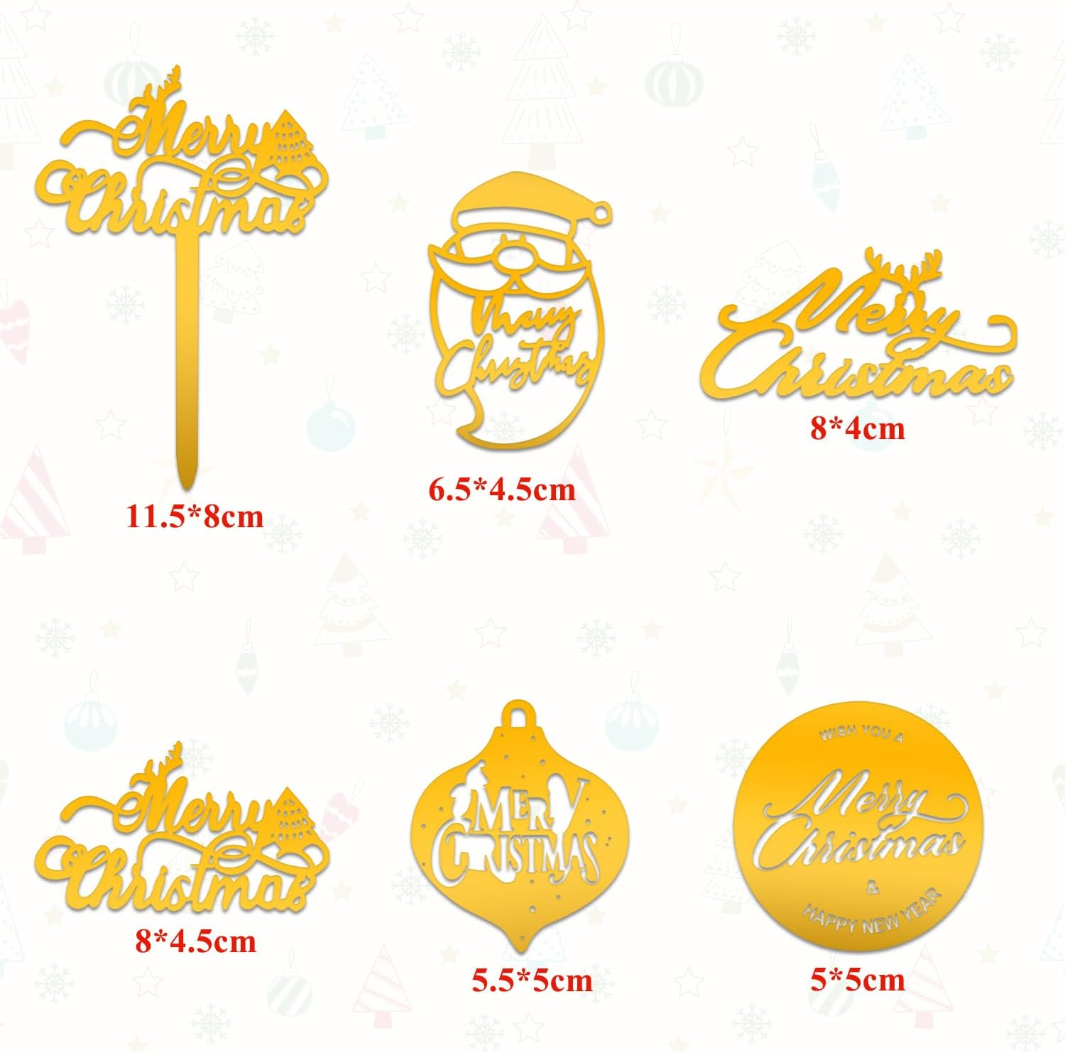 ALLY-MAGIC Christmas Cake Decorations, 6Pcs Acrylic Merry Christmas Cake Toppers Santa Elk Christmas Tree Cupcake Toppers for Christmas Party Decorations Cake Supplies Y6-YKLSDZS image number 4