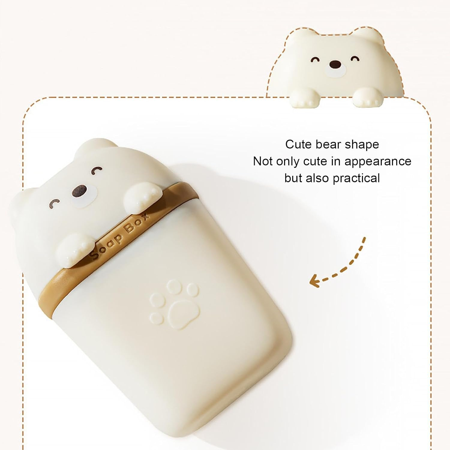 Shampoo Bar Holder Travel Case | Cute Bear Shape Body Wash Bar Container | Cute Bear Shape Cleaning Bar Container with Draining for Bathroom image number 2