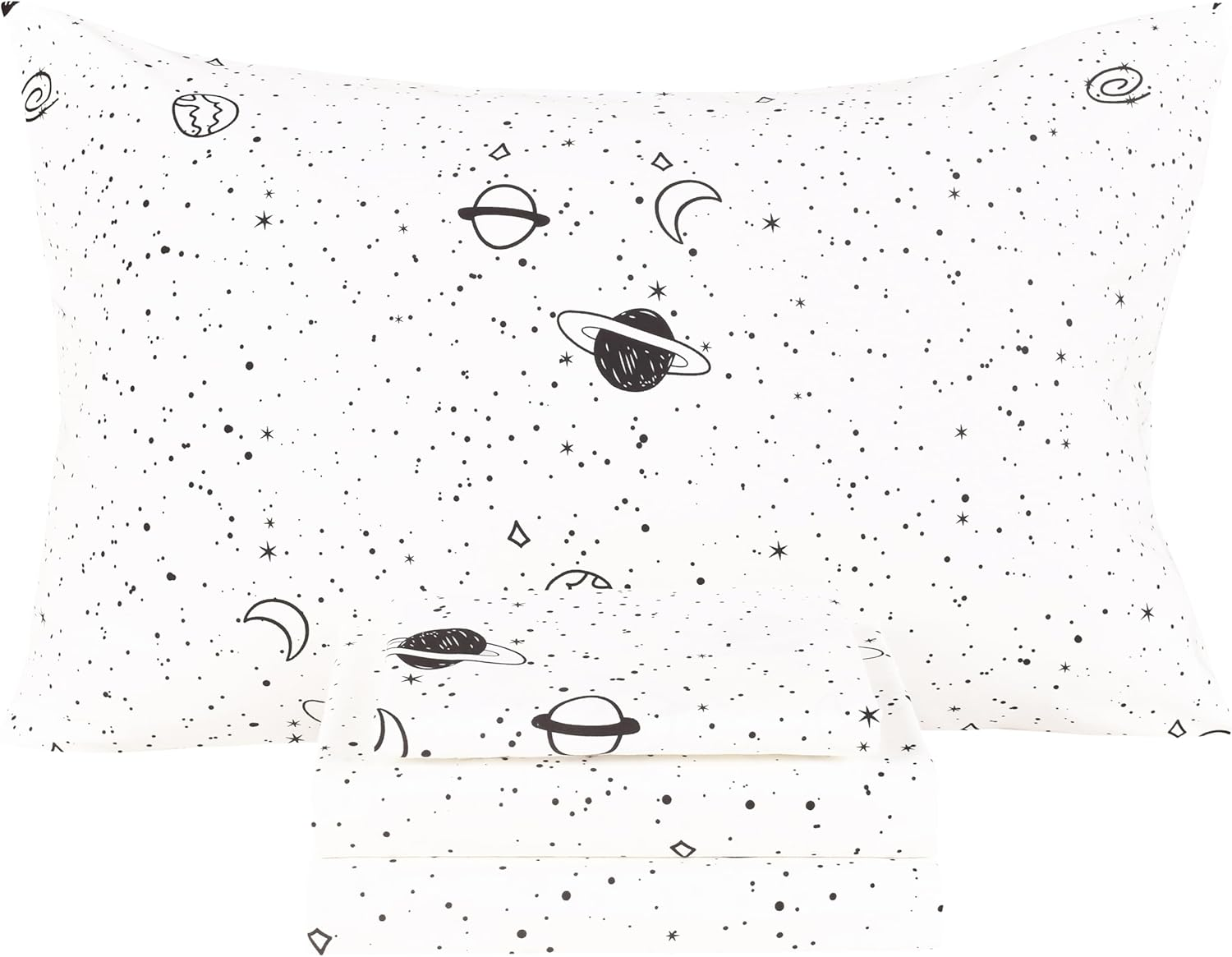 Scientific Sleep Moon & Stars Boys Girls 100% Cotton 3 Pcs Twin Bed Sheet Set Kids Toddler Teen, Flat Sheet & Fitted Sheet & Pillowcase Kids Bedding Set image number 6