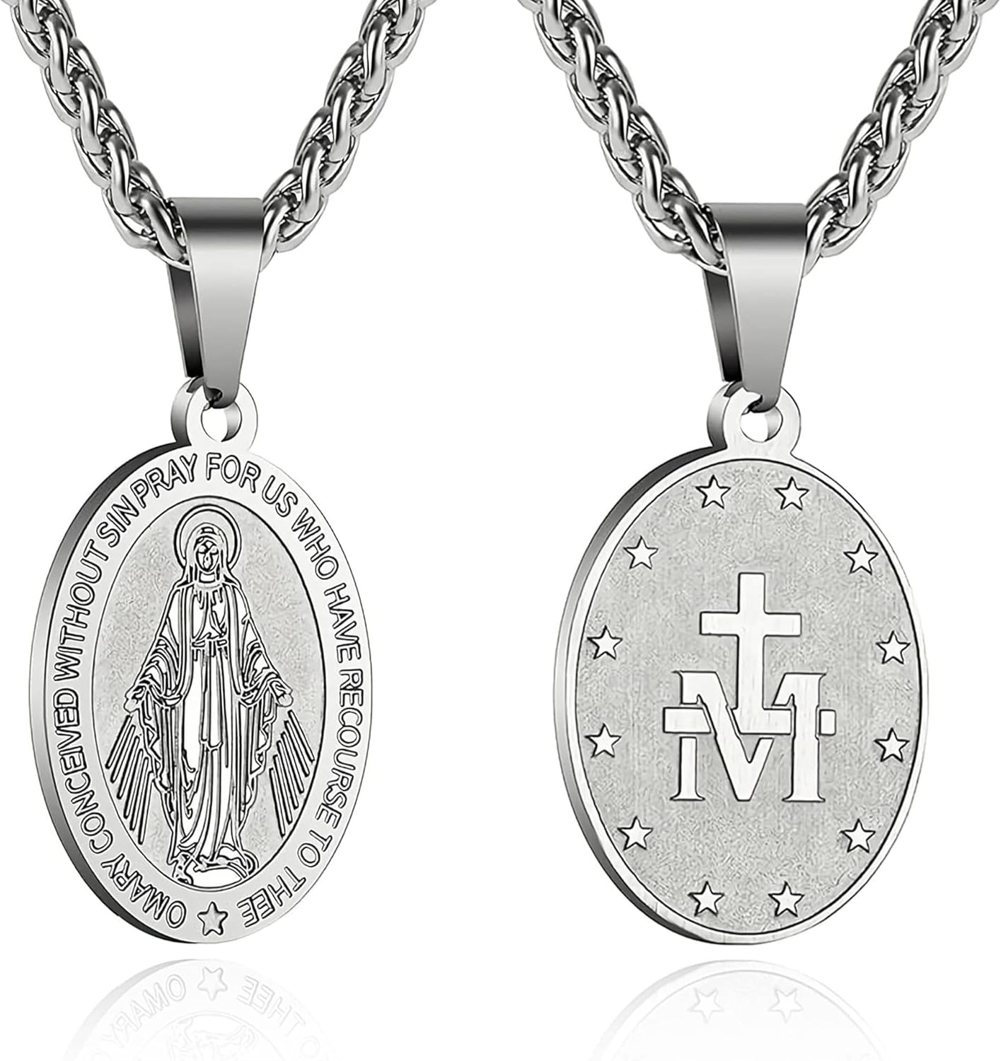 ZAULER Saint St Michael/Christopher/Jude/Benedict/Virgin Mary Medal Necklace for Men Women 24 in Religious Gifts - St Benedict image number 3