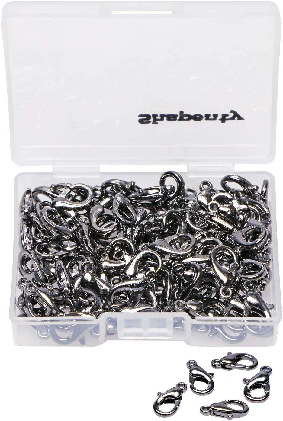 Shapenty Small Metal Alloy Lobster Claw Clasps Clip DIY Necklace Jewelry Finding Making Accessories Fastener Hook 12Mmx6Mm 100PCS (Silver)