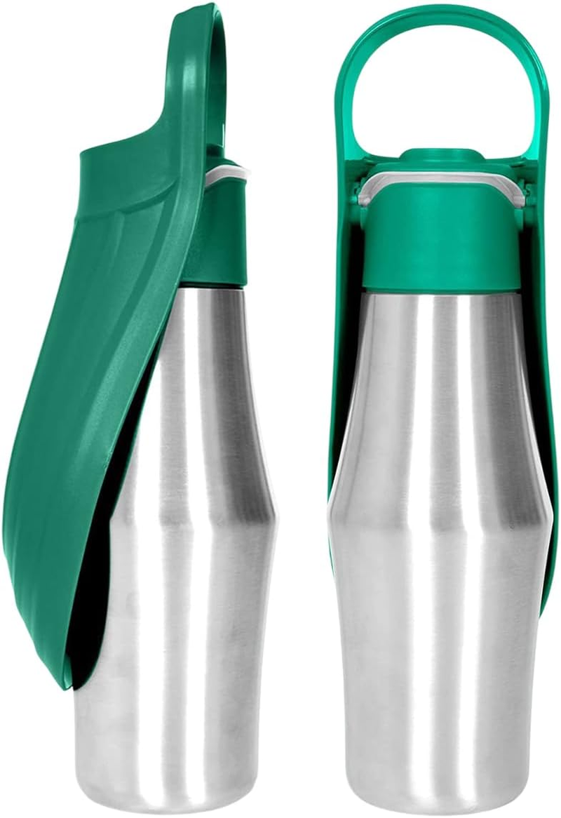AIMALL Portable Stainless Steel Pet Water Bottle &ndash; 12In Outdoor Travel Dog Water Cup with PP Lid for Cats and Dogs, Leakproof Kettle for Hiking and Walking, Green image number 5