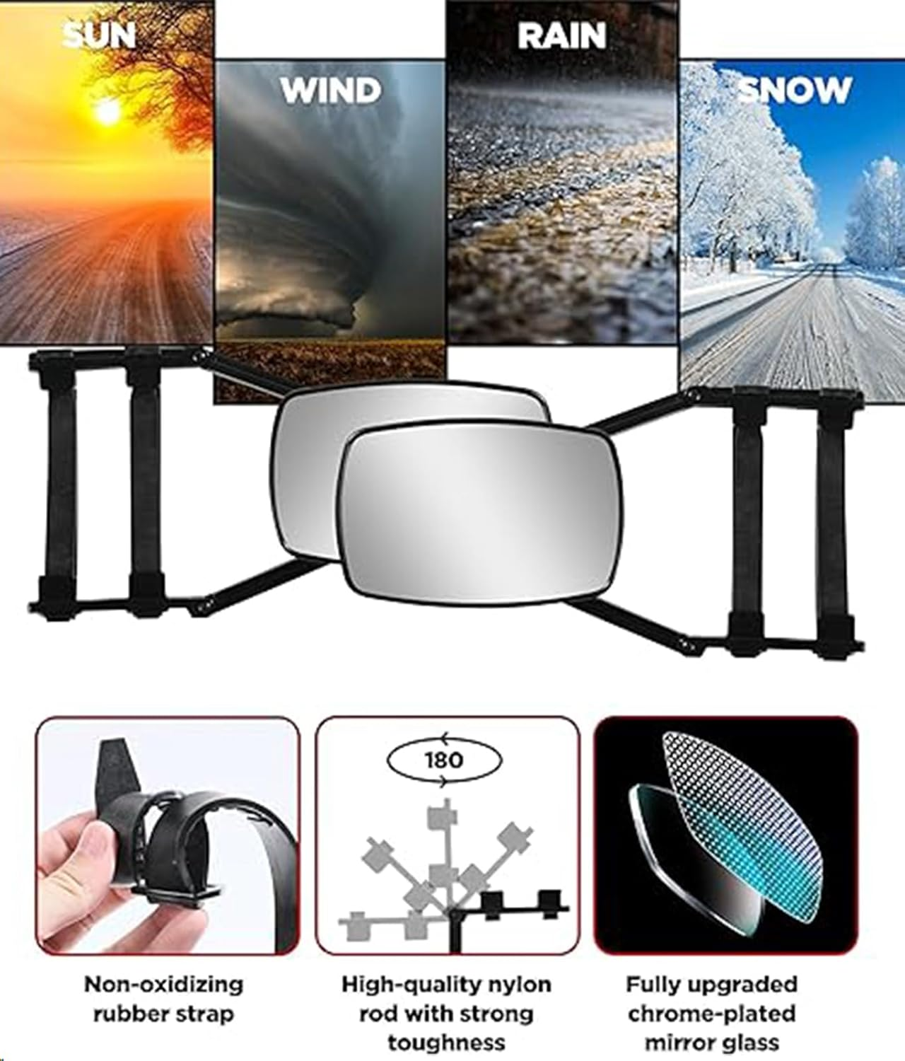 2 Pcs Towing Mirrors Extenders Trailer Universal Clip，Versatile Towing Accessories for Improved Safety and Visibility image number 2