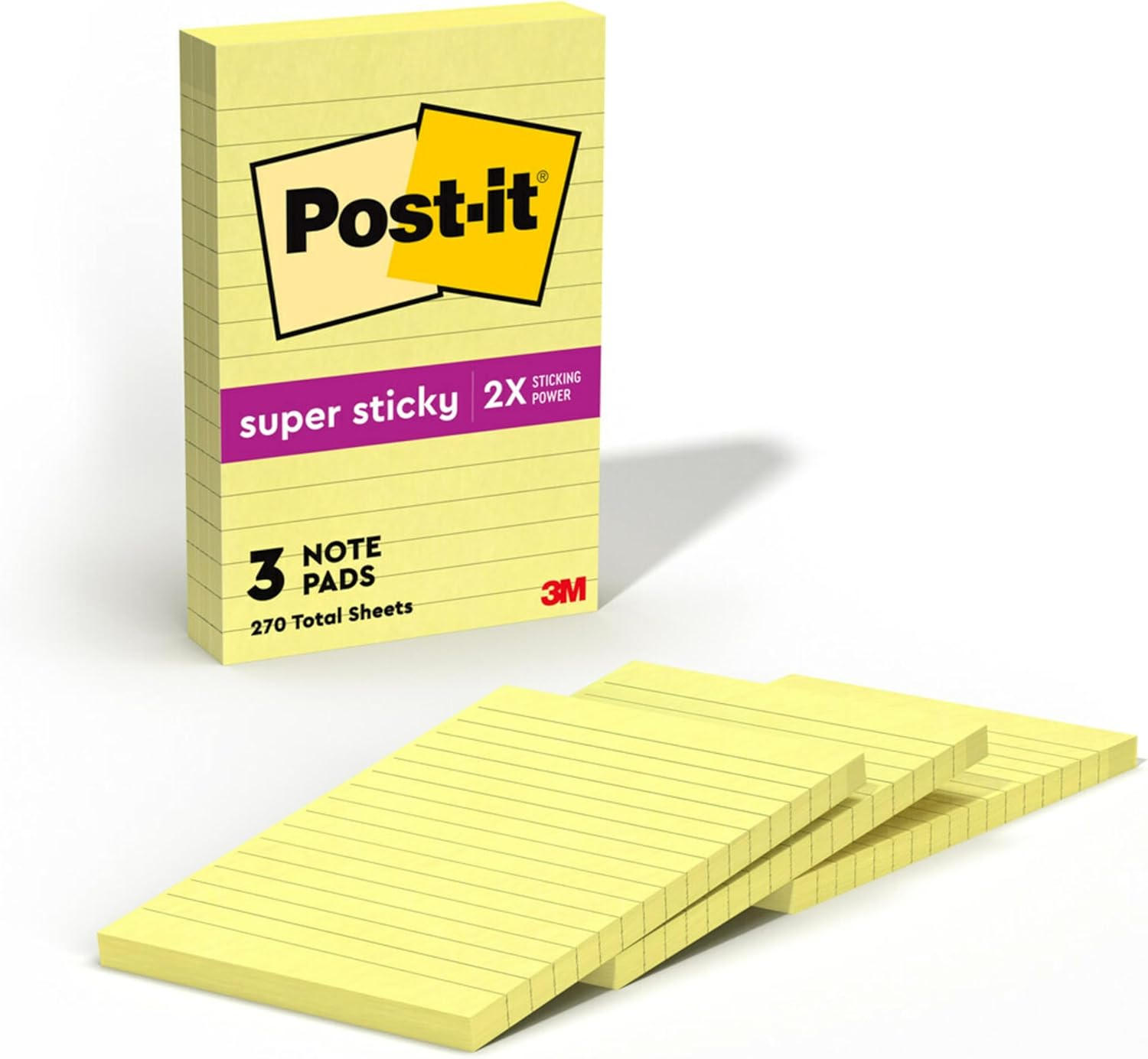 Post-It Super Sticky Notes, 101 X 152Mm, 3 Pads, 2X the Sticking Power, Supernova Neons, Bright Colors, Recyclable (660-3SSMIA)