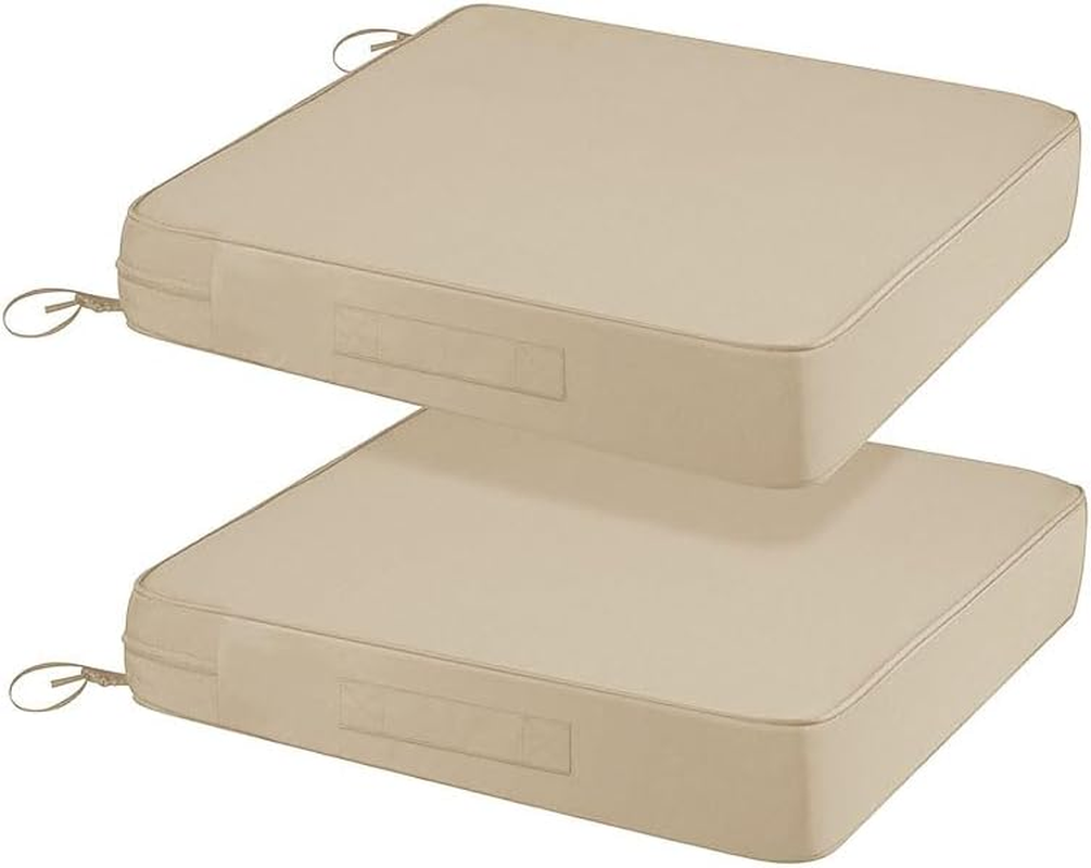 2Pcs Comfibloom'S High-Density Foam Seat Cushion, Patio Cushion,Waterproof, Outdoor Cushion,Perfect for Outdoor Charis. (Light Grey, Standard 48 X 48 X 9 Cm)