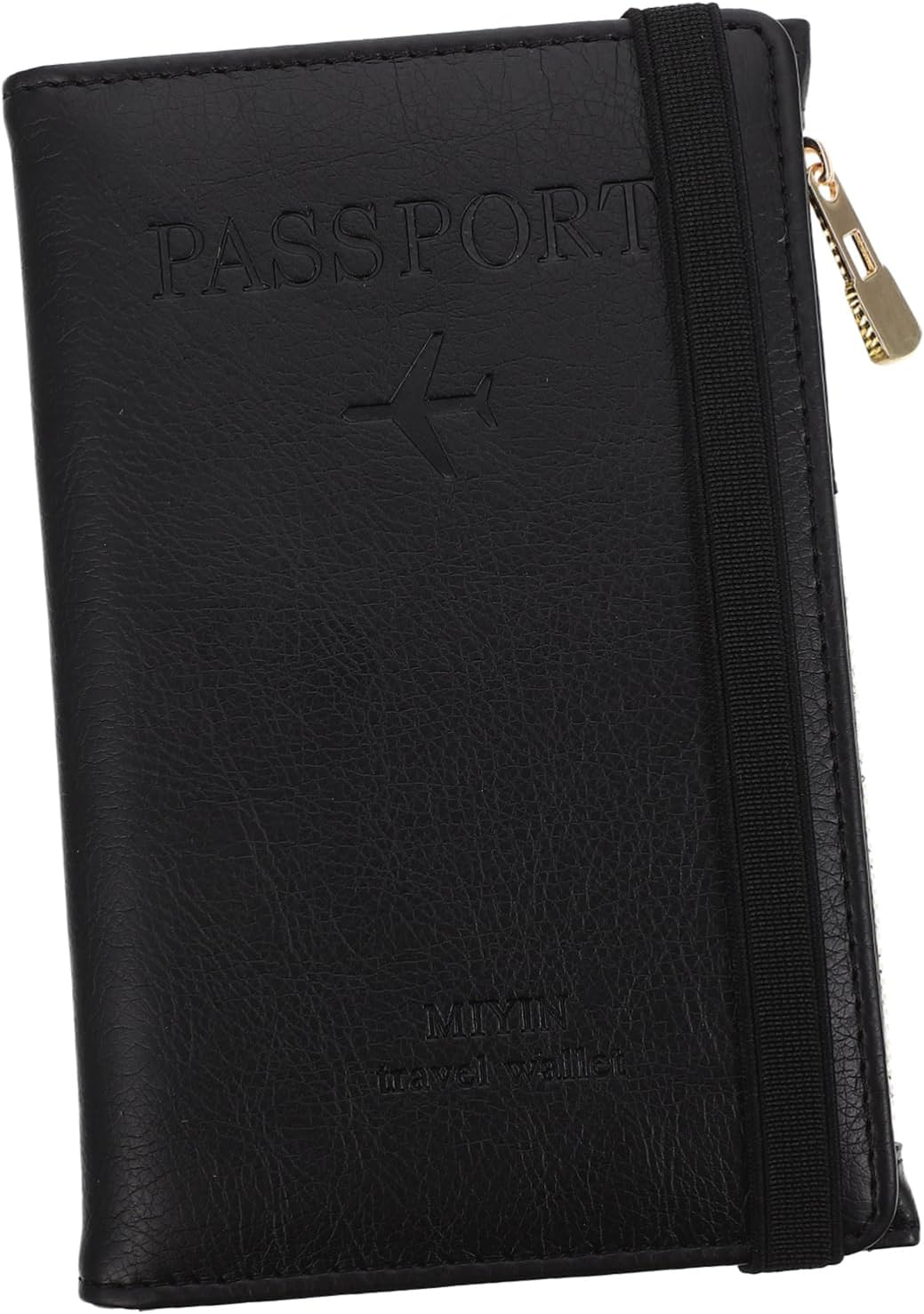 LIFKOME Travel Passport Protector Pu Passport Cover RFID Blocking Cardholder with Name Tag Organizer Short Style for Business and Leisure Use in Navy Blue