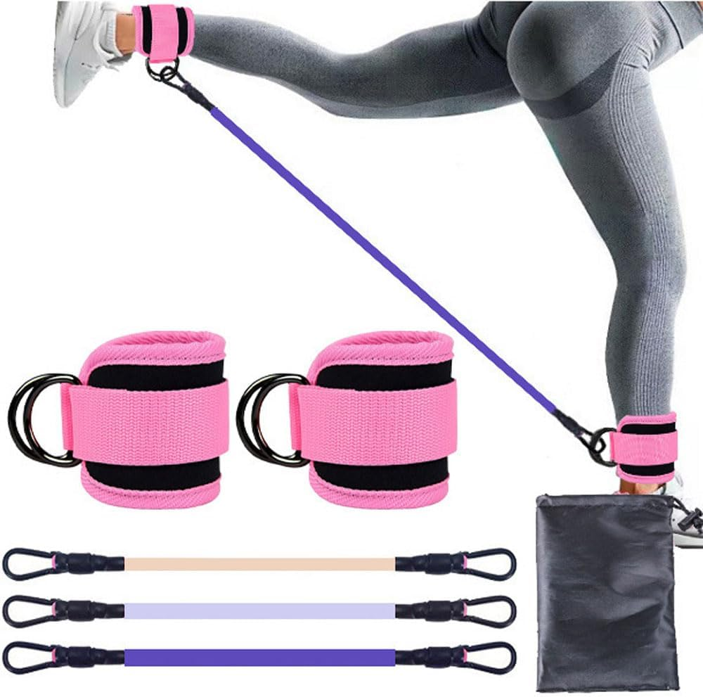 Fitness Ankle Trainer with Two Straps for Leg and Buttocks Exercises, Ankle Band Fitness Equipment for Legs, Glutes
