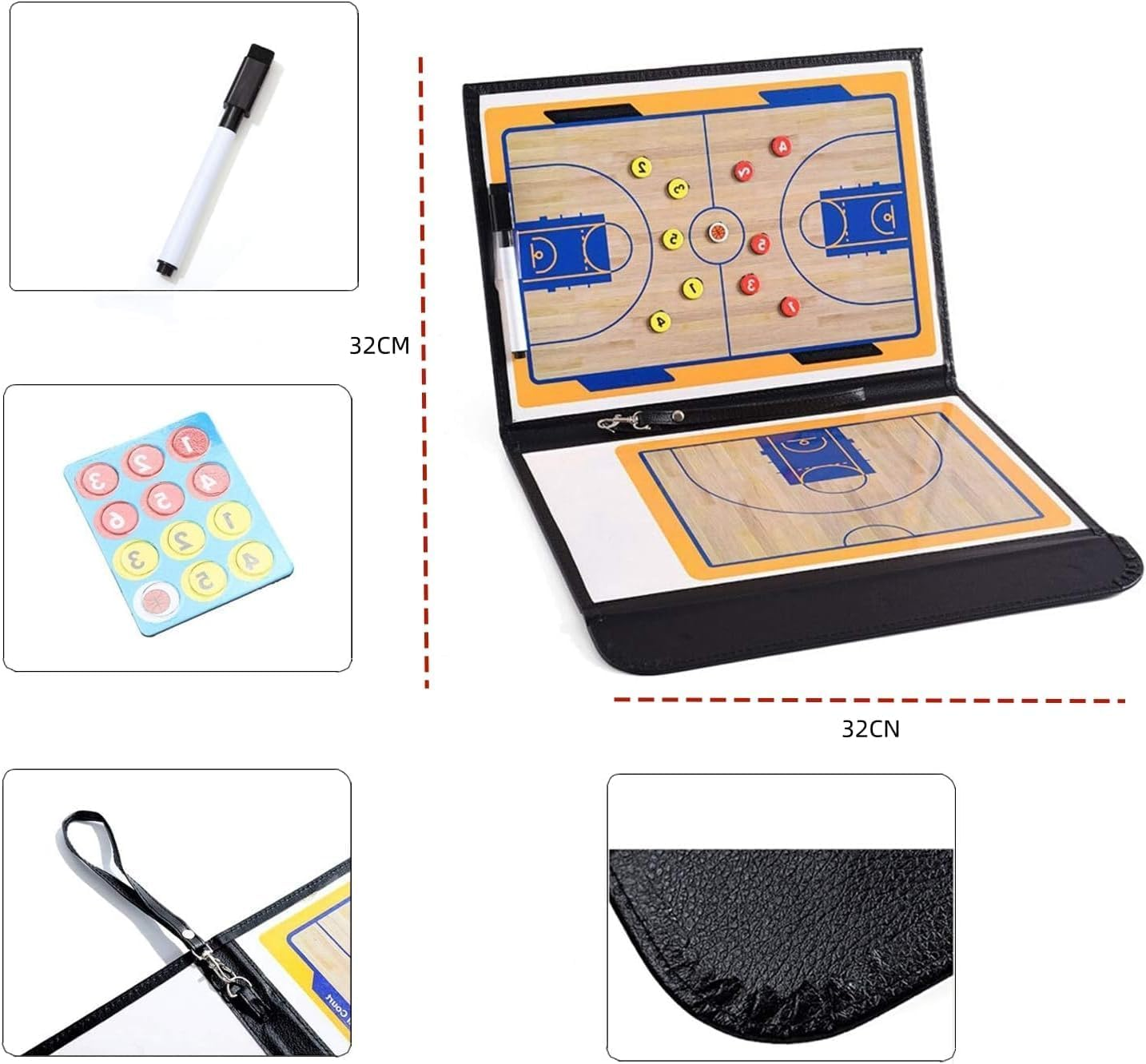 Coaching Board Coaches Clipboard Tactical Magnetic Board Kit, Portable Strategy Coach Board with Dry Erase, Marker Pen and Zipper Bag image number 3