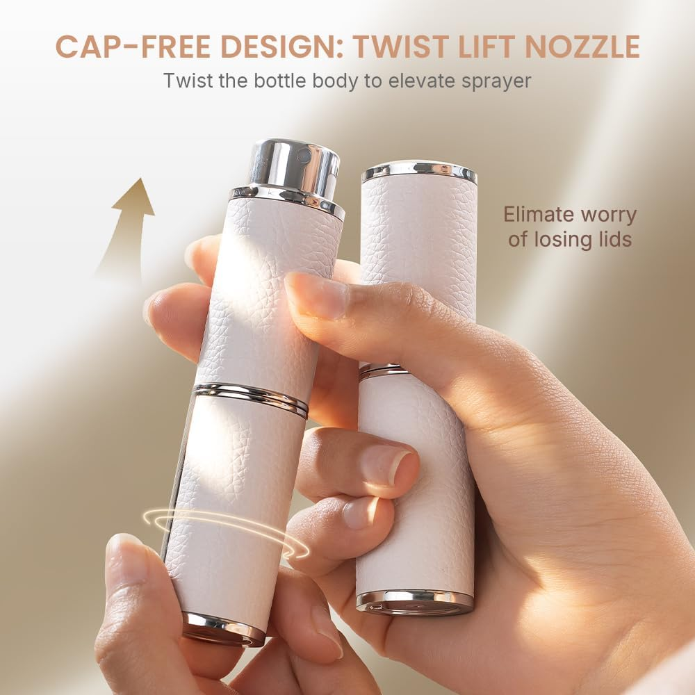 Cryslora Perfume Atomiser, Rotary Press Leather Refillable Perfume Bottle, High-End Portable Dispenser Bottle for Gift or Traveling, 8 Ml (Red) - B-Black image number 4