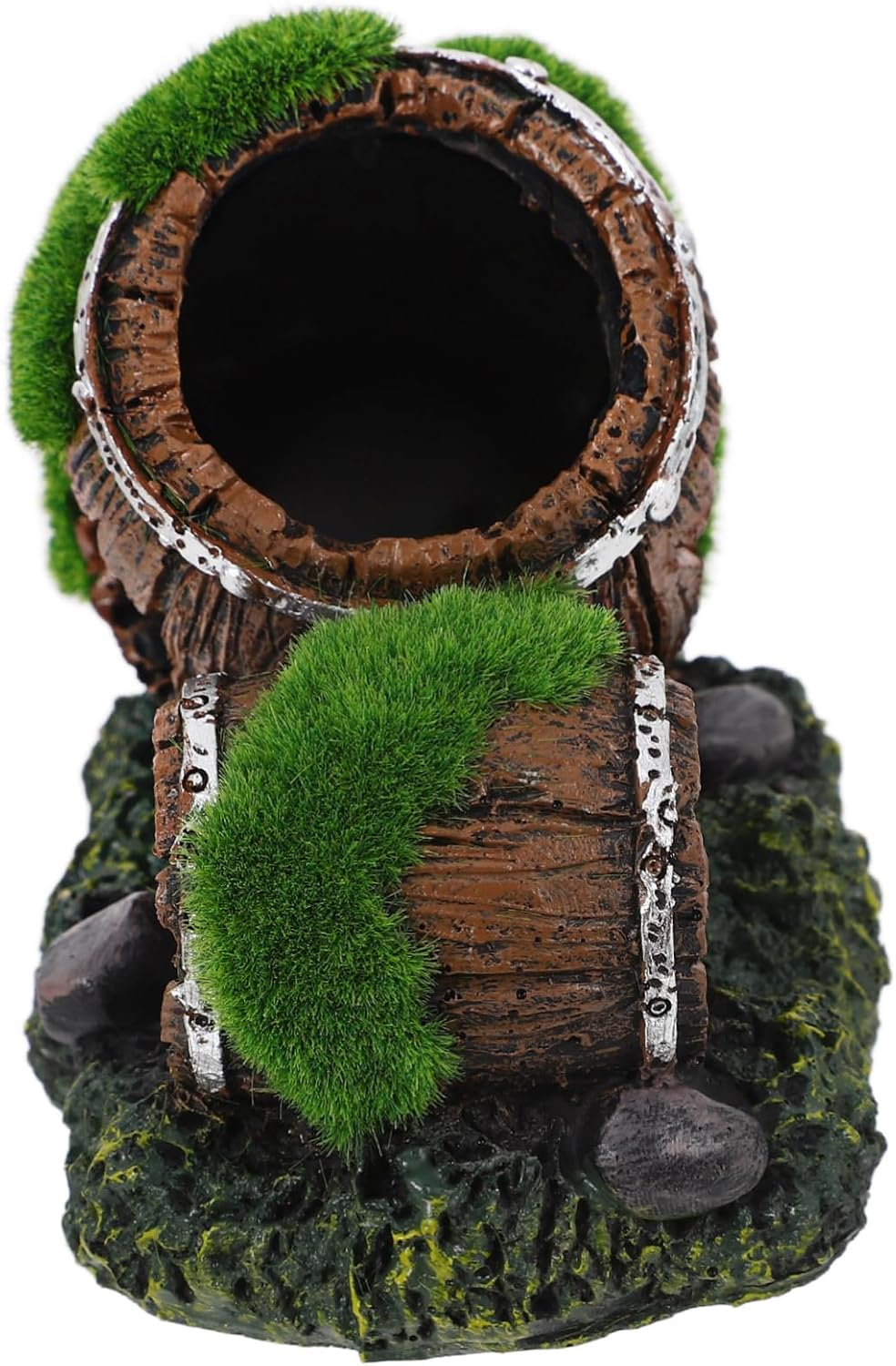 JUMPLAWN Aquarium Decorations Resin Barrel Ornament Unique Fish Tank Hideout for Freshwater and Saltwater Fish and Easy to Clean Small for Cozy Aquatic Landscaping image number 4