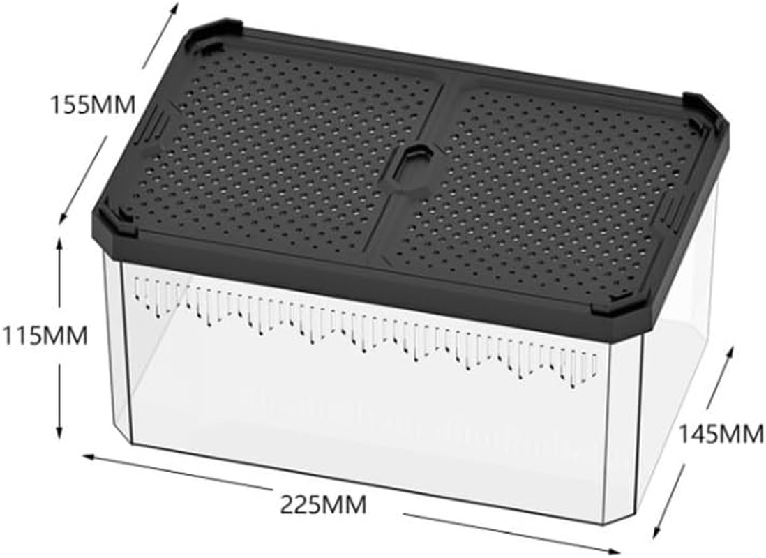 Reptile Acrylic Feeding Box with Sliding Door,19X12.5X9.3Cm Small Reptile Habitat,Lizard Terrarium,Breeding Box for Bearded Dragons, Sliding Cover Keeper for Snakes, Geckos,Reptiles Enclosure (M) image number 3