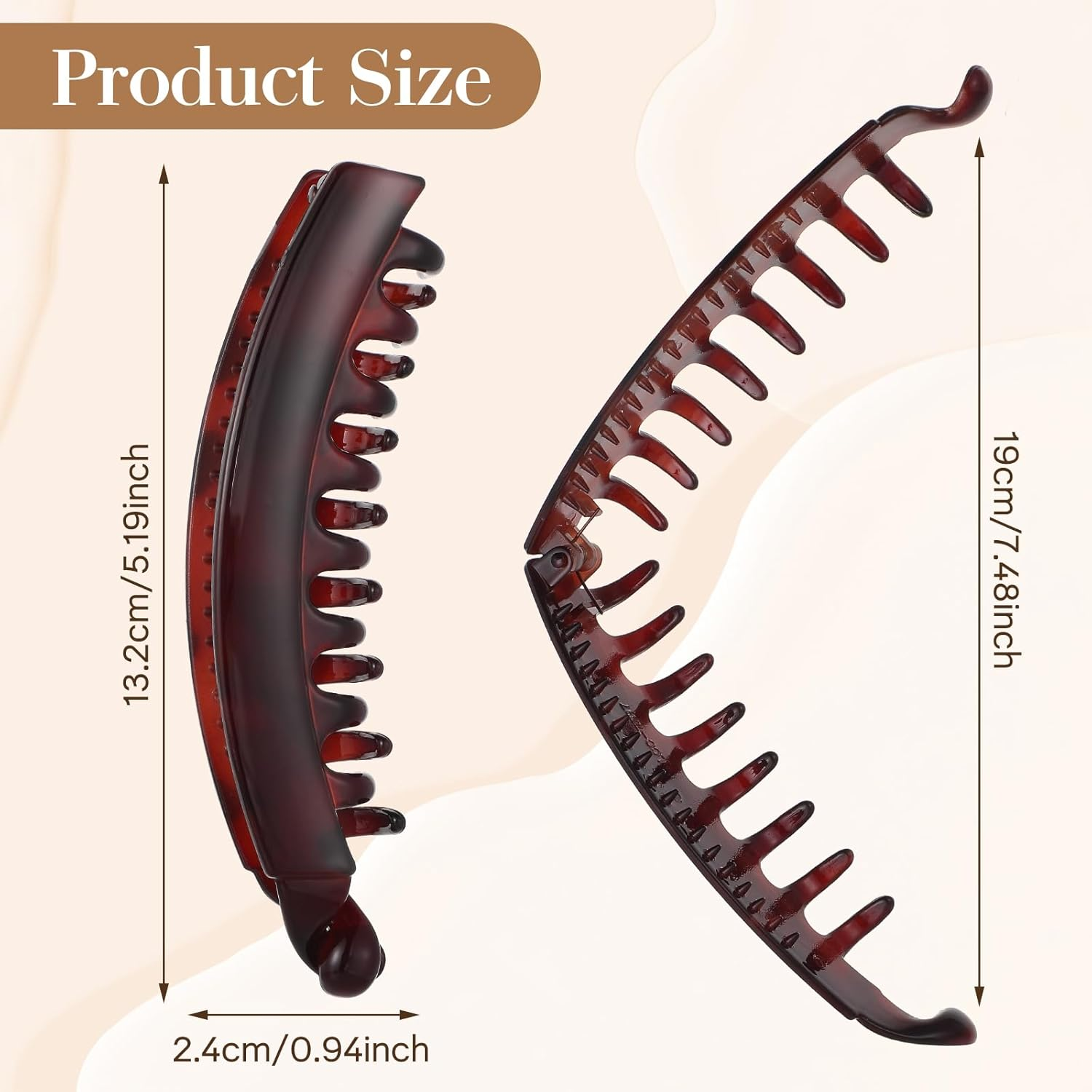 GEEHUA 4Pcs Banana Hair Clips, 5" Large Banana Clip for Thick Hair Strong Banana Claw Clips Big Claw Clips Vintage Stretchy Banana Hair Clip Banana Combs Bow Hair Accessories Gift image number 4