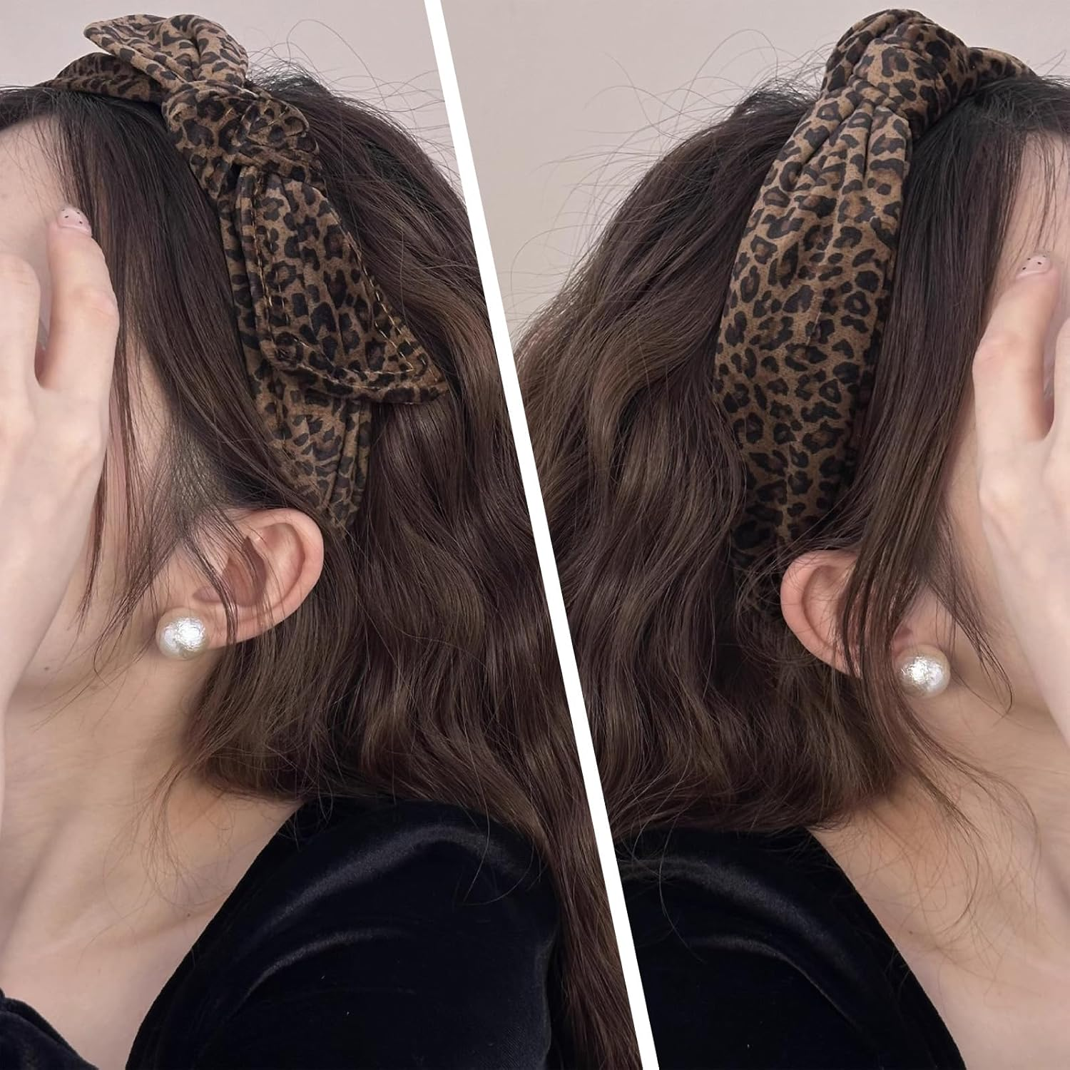 KASESSS 2 Pack 6Cm Wide Leopard Print Headbands for Women, Knotted Top Headband Fashion Accessories, Elastic Bow Head Bands Hair Accessories, Headbands for Girls for Daily Wear, Party, Facial Care image number 4
