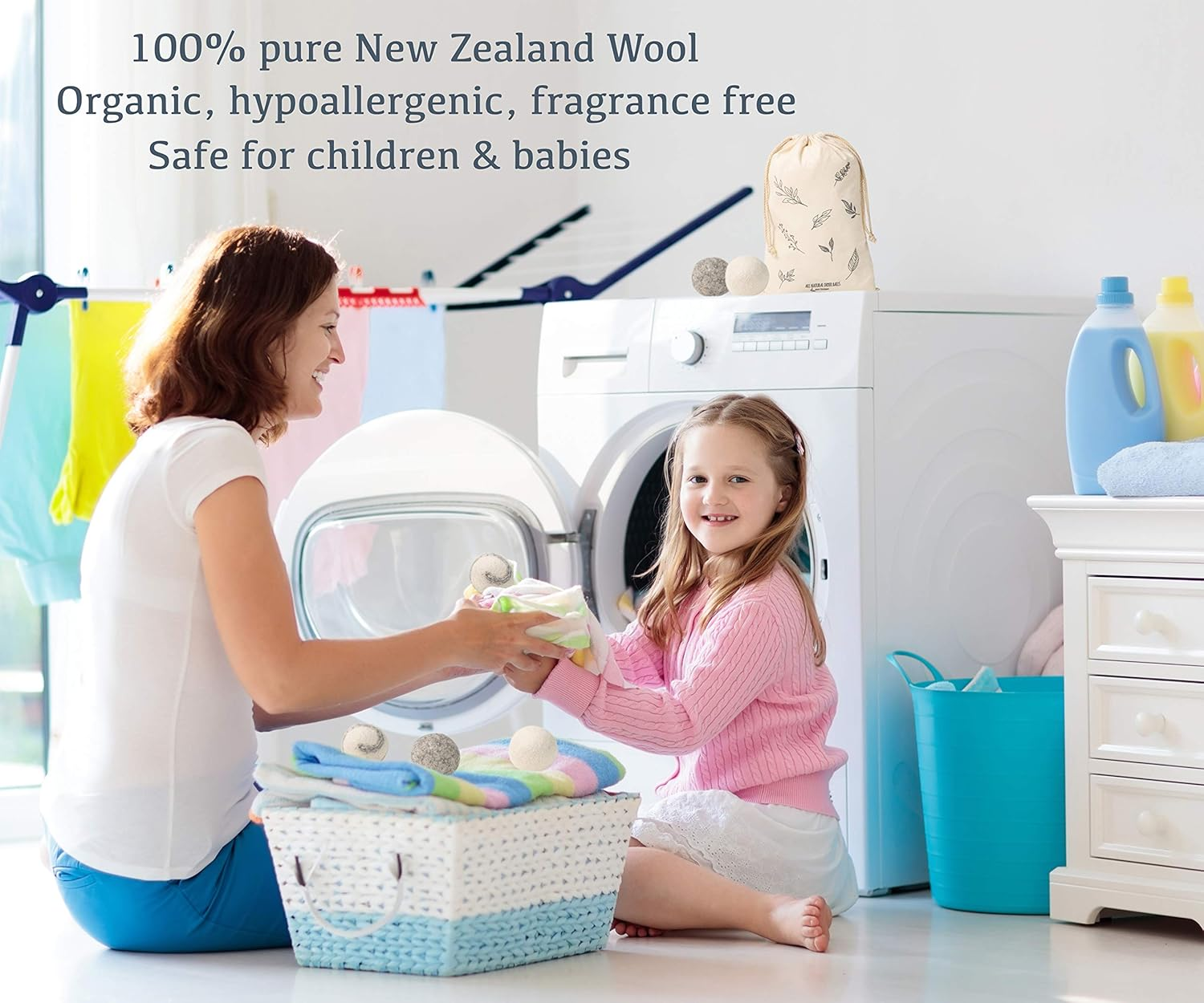 Wool Dryer Balls Premium 6 Pack Mixed Colours | Natural Fabric Softener | Reduces Wrinkles & Drying Time | Reusable & Sustainable Eco-Friendly Laundry Balls -Dryer Sheets Alternative | Mika Creations image number 3