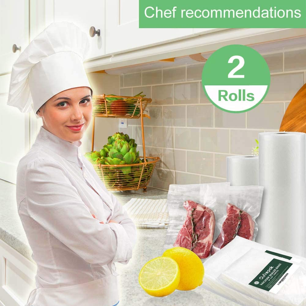 O2Frepak 2Pack (Total 100Feet) 28X1500Cm Rolls Vacuum Sealer Bags Rolls with BPA Free,Heavy Duty Vacuum Food Sealer Storage Bags Rolls,Cut to Size Roll,Great for Sous Vide image number 2