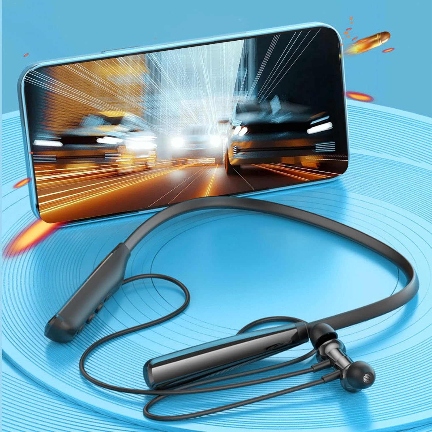 Neckband Bluetooth Headphones, Long Playtime Wireless Stereo Neckband Earbuds, Bluetooth Headphones in Ear Headset for Sports, Workout, Office image number 6