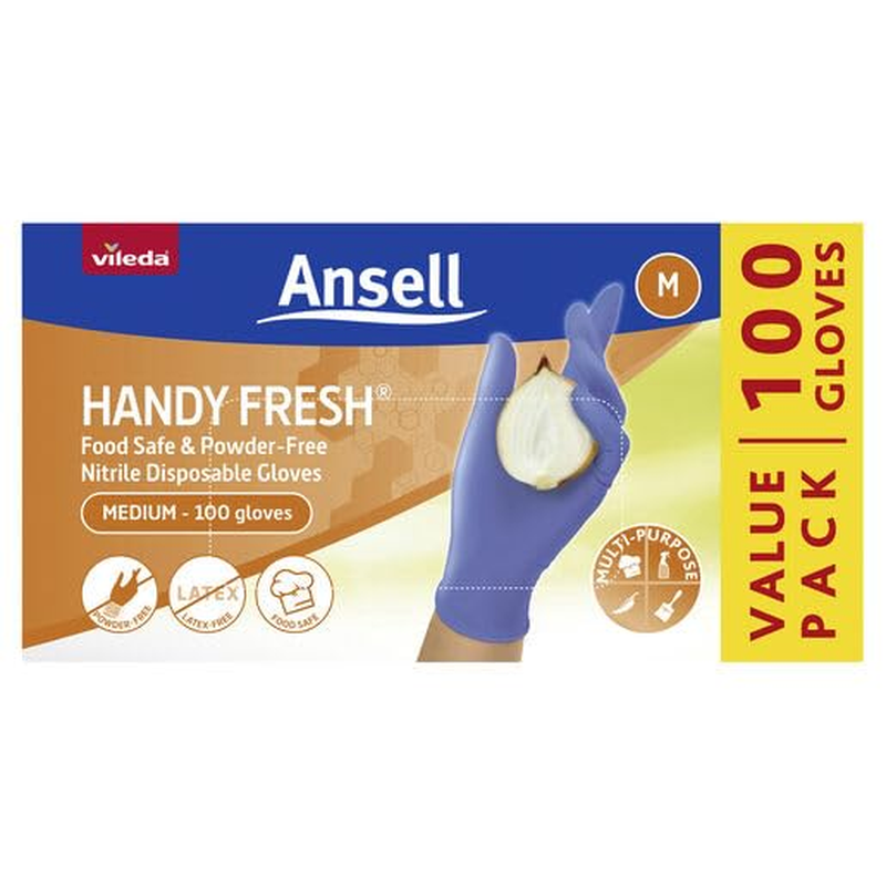 Vileda Ansell Handy Fresh Nitrile Gloves 200 Pack Medium image number 1