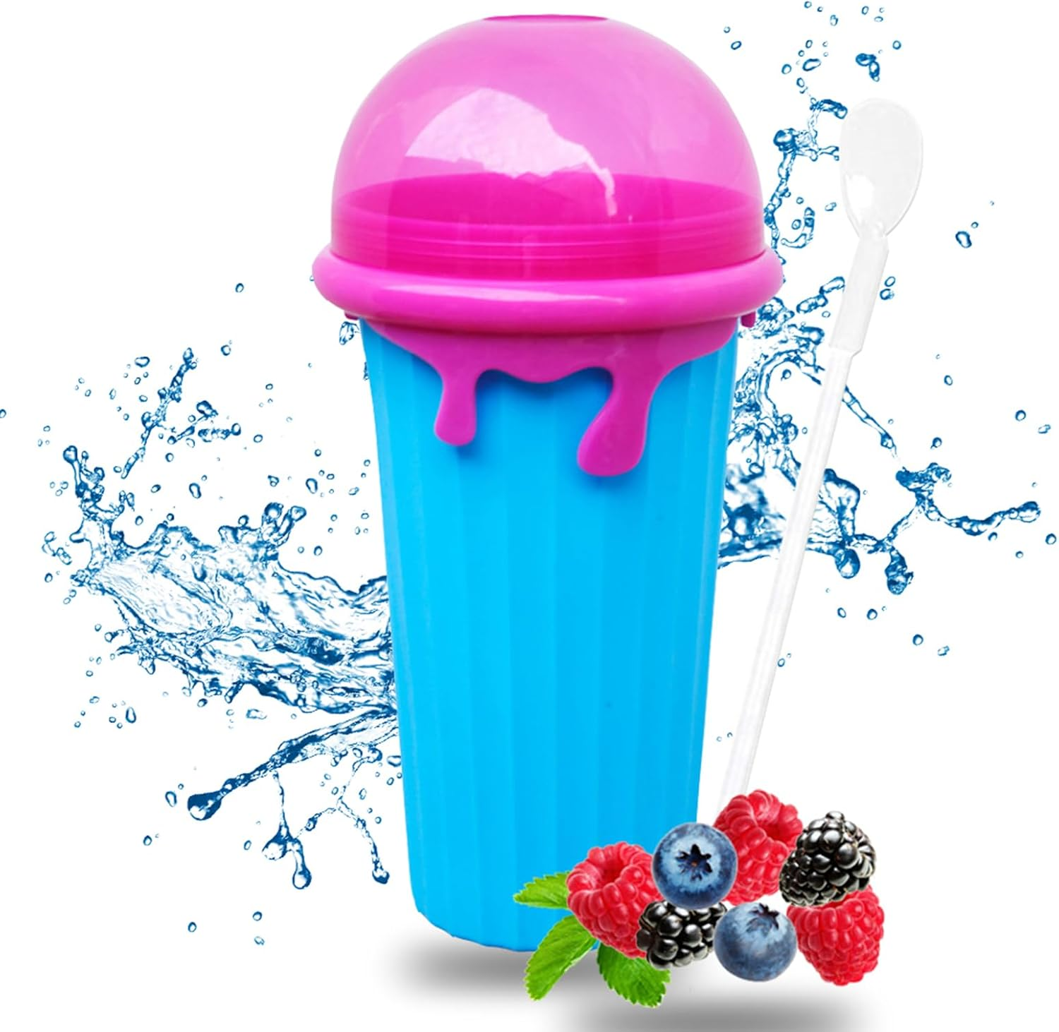 Slushie Cup (Large Capacity), TIK TOK Slushy Maker Cup Frozen Magic Squeeze Fast Homemade Milk Shake Slushy Smoothie Ice Maker, Cool Stuff Tiktok Trend Items - Ice Cream Maker Cup (BLUE)