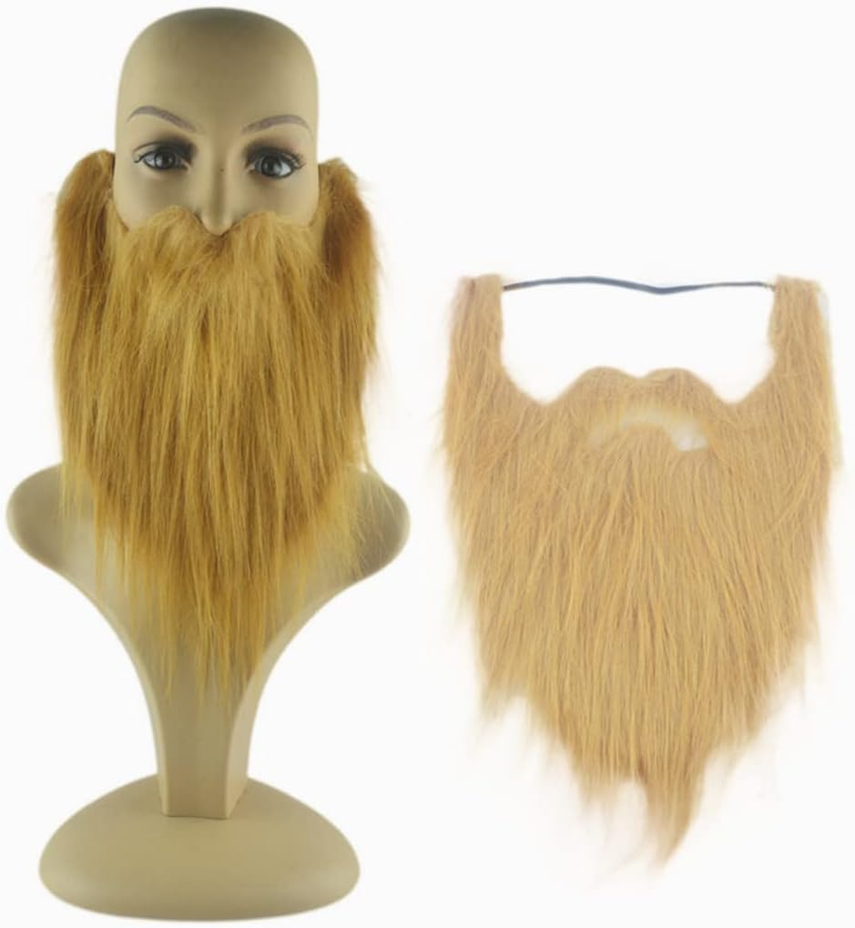 LXLUOO Santa Claus Beard Simulation Beard Beard, Large Beard Pirate Beard Props,Fake Beards Funny Fake Mustache Fake Whisker for Costume Halloween Party Supplies, 3Pcs(Brown+Black+Gray) image number 4