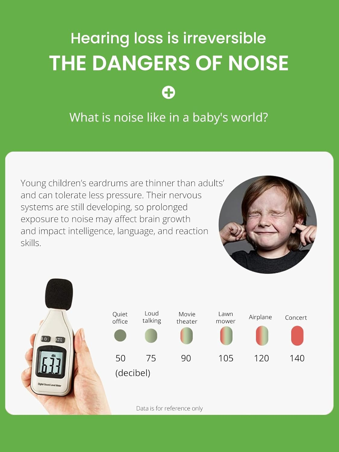 Kids Noise Reduction Ear Muffs, 21Db Hearing Protection for Toddlers & Children, Ideal for Concerts, Fireworks, Shooting &ndash; Green image number 1