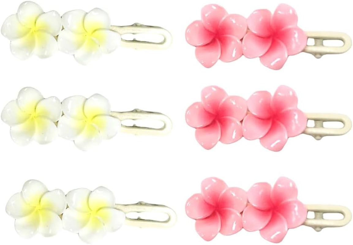 6Pcs Plumeria Flower Clips Hawaiian Frangipani Plumeria Clips Flower Hairpin Hair Accessories for Beach Wedding Summer Holiday image number 5