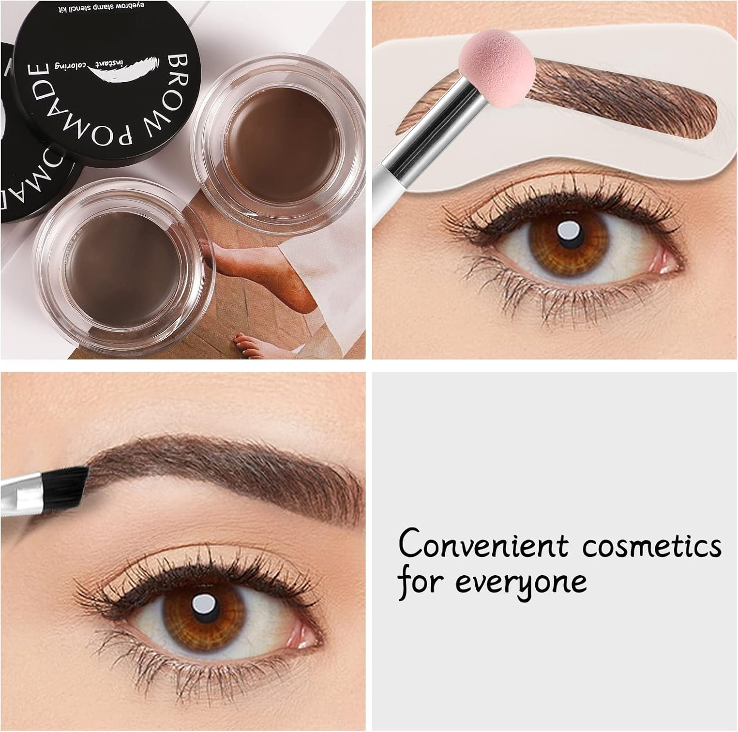 Boobeen Eyebrow Stencil Kit, Waterproof Eyebrow Pomade Gel, Defines Brow Cream, Brow Stamp Shaping Kit, Eyebrow Brush, Eyebrow Makeup for Women image number 2