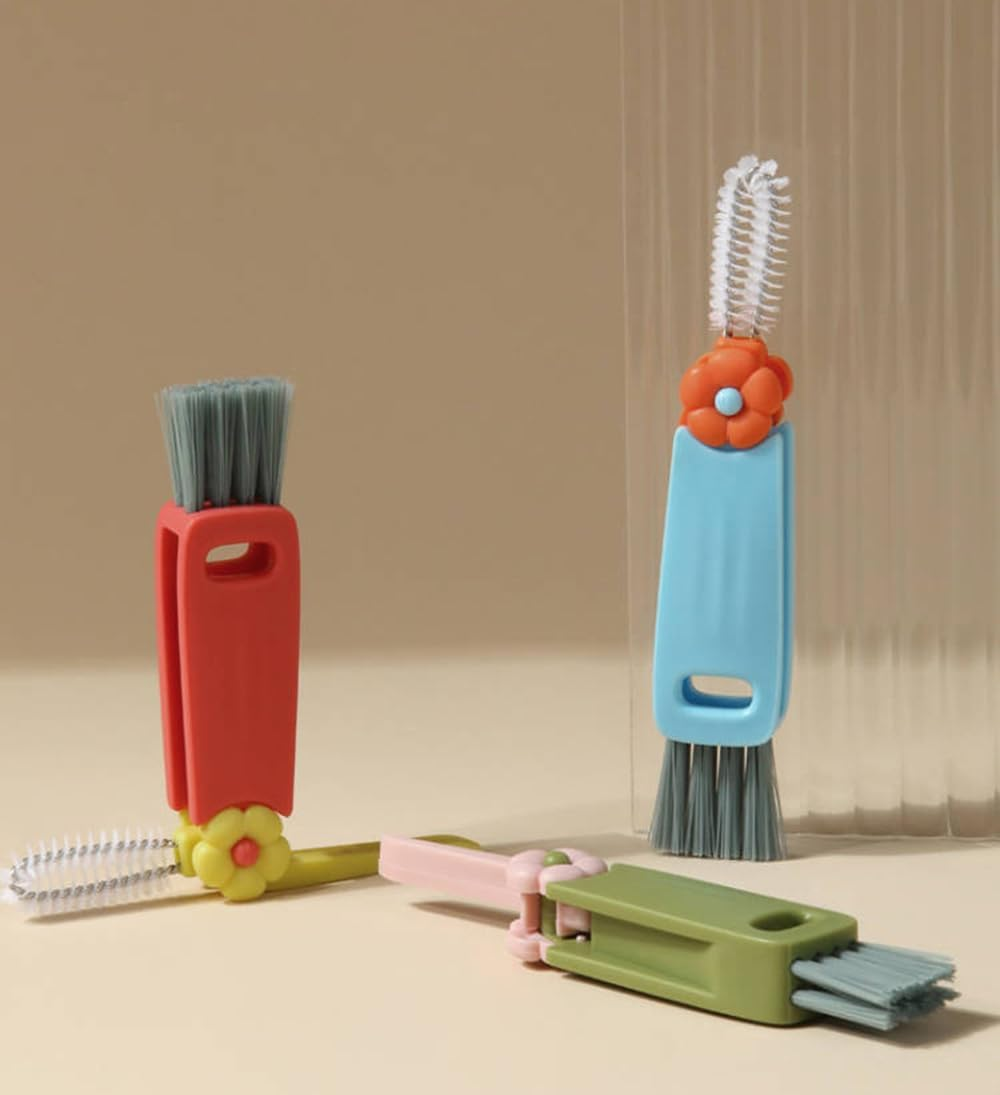 3 in 1 Cup Lid Cleaning Brush, 2024 New Crevice Brush for Bottle Gap Tight Spaces, Multifunctional Portable Cleaner with Brush