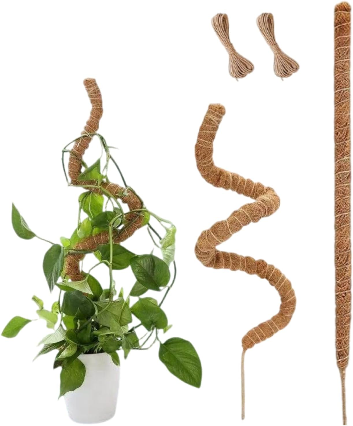 Kalione 2 Pack 28 Inch Moss Pole, Bendable Pole for Plants, Poles for Climbing Plants Indoor, Coconut Fibre with Aluminium Core，Coir Plant Sticks Support Stakes image number 4