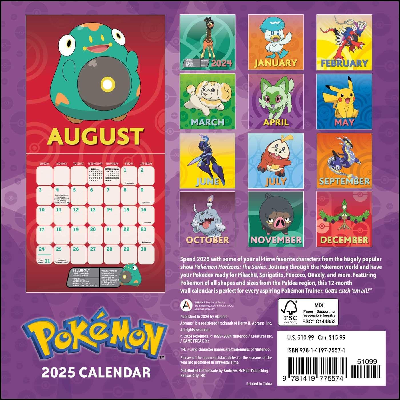 Pok&eacute;mon 2025 Mini Wall Calendar image number 2