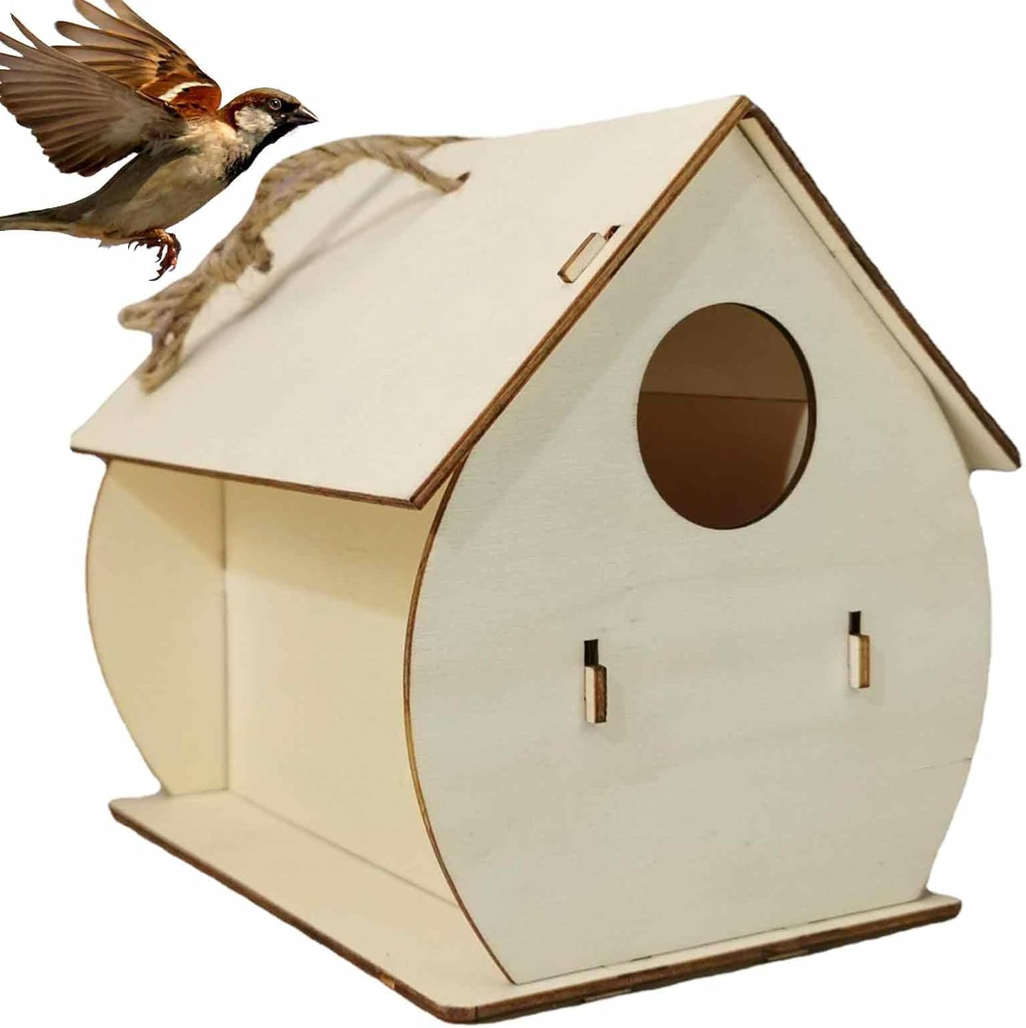 Wooden Bird Houses for Outside, Hummingbird Nest Garden Decor, Multi-Purpose Wild Bird Nesting Box, Natural Finch Bird Houses for Wren, Swallow, Sparrow, Hummingbird 12X10Cm - Narrow Face image number 4