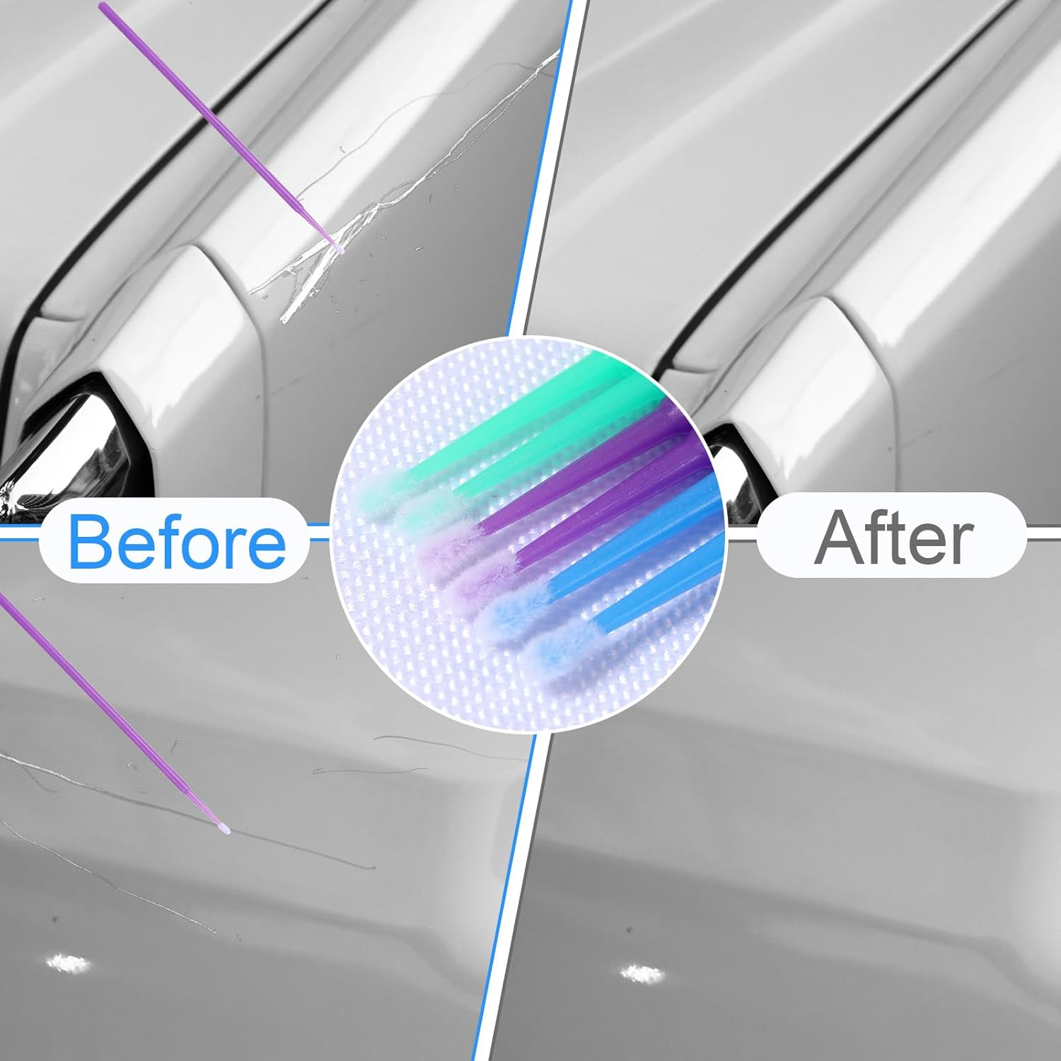 300 Pcs Micro Applicator Brush,Microbrush Applicators for Automotive Paint Chip Repair,Disposable Micro Applicators,3 Different Sizes Disposable Paints Brushes(1.5Mm,2Mm,2.5Mm) image number 2