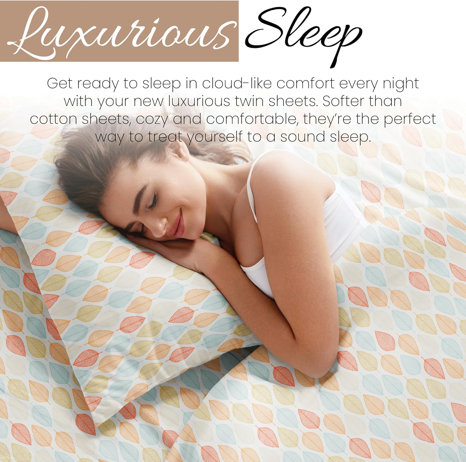 Becky Cameron Premium Ultra Soft Fall Foliage Pattern 4 Piece Bed Sheet Set, Twin, Yellow image number 4