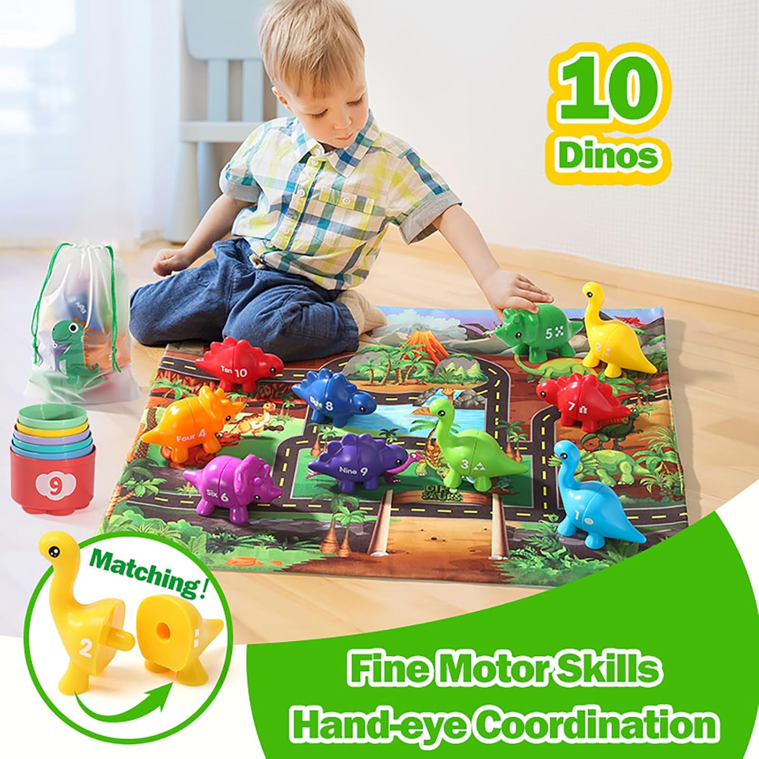 Number Matching Toy Set, 10 PCS Double-Sided Animal Counting Puzzle image number 3