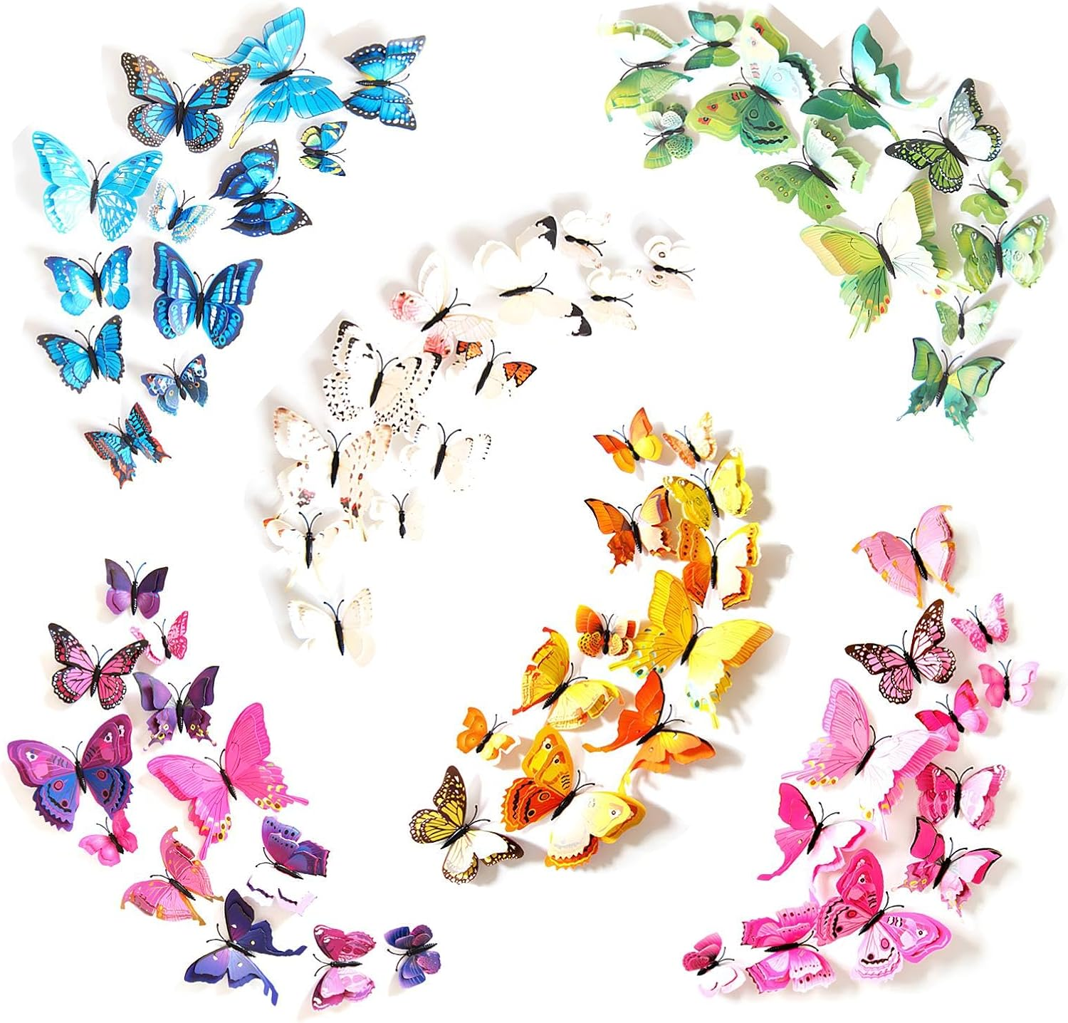 3D Butterfly Wall Decals, Removable Magnetic & Self-Adhesive, 72 Pcs Double-Layered Wings for Home Decor, Parties, Bedroom, Office (Multicolor) image number 4