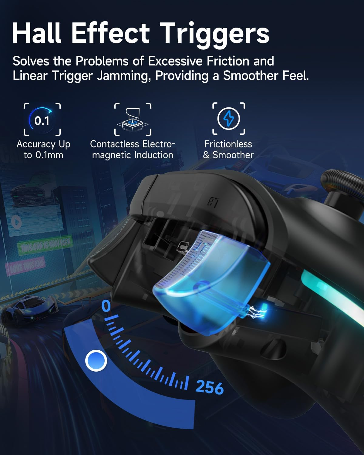 Easysmx X15 PC Controller - Enhanced Wireless Bluetooth Controller with Hall Joysticks/Hall Triggers/Rgb Lighting - No Stick Drift, No Dead Zone - Work for Windows PC, Android, Steam and Switch image number 4