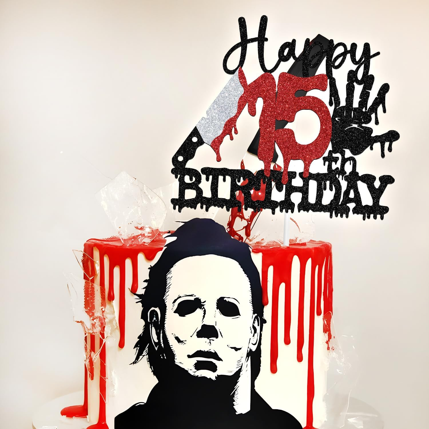 Tivurcia Happy 15Th Birthday Cake Topper, Zombie Bloody Friday Birthday, Have a Killer Birthday Cake Decor, Halloween Horror Movie Themed 15Th Birthday Party Decorations Supplies