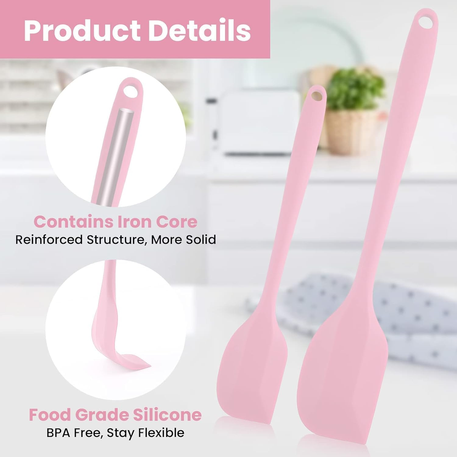 Silicone Spatula Set for Baking, Cooking, Scraping, and Mixing, 8 Pieces Rubber Kitchen Utensils with High Heat Resistant Non Stick Dishwasher Safe Bpa-Free image number 6