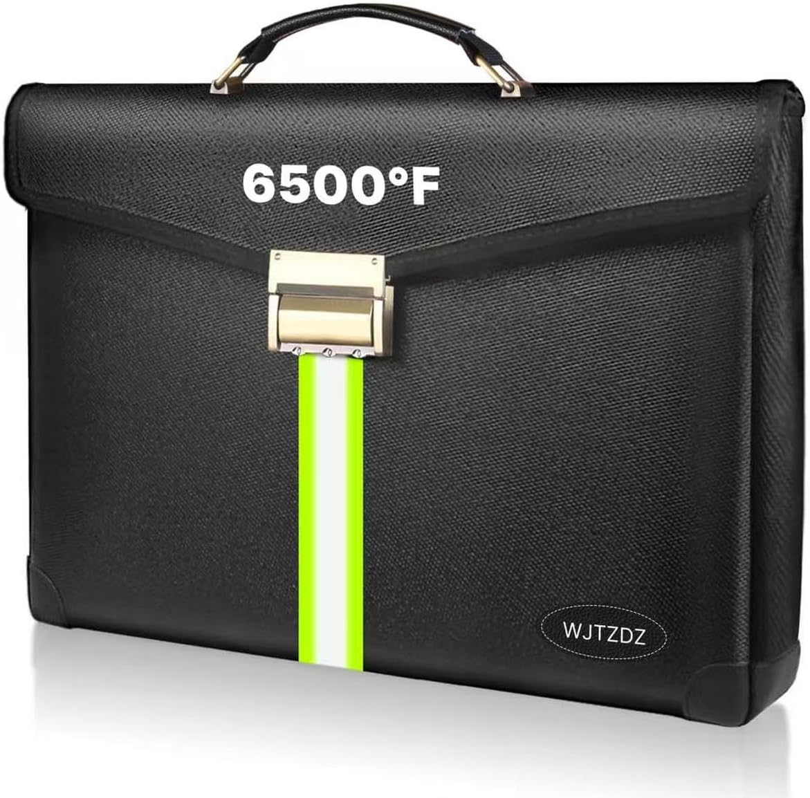 6500&deg;F Fireproof Document Bag with Lock,Upgraded Large Capacity Fireproof/Waterproof Money Bag with Zipper/Reflective Strip,Storage Pouch for A4 Letter Size Document,Cash,Cell Phone,Passport