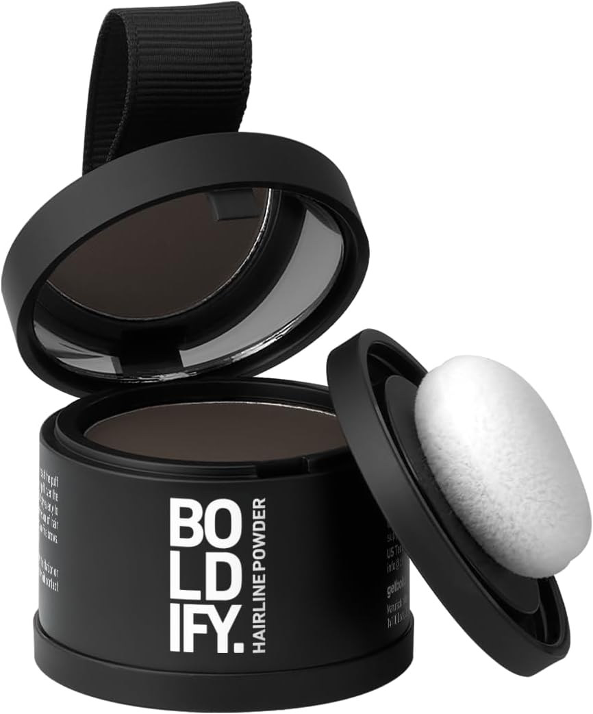 BOLDIFY Hairline Powder - Root Touch up Hair Color for Gray Coverage - Bald Spot Concealing Hair Powder for Women and Men - 24-Hour Stain-Proof (Black)